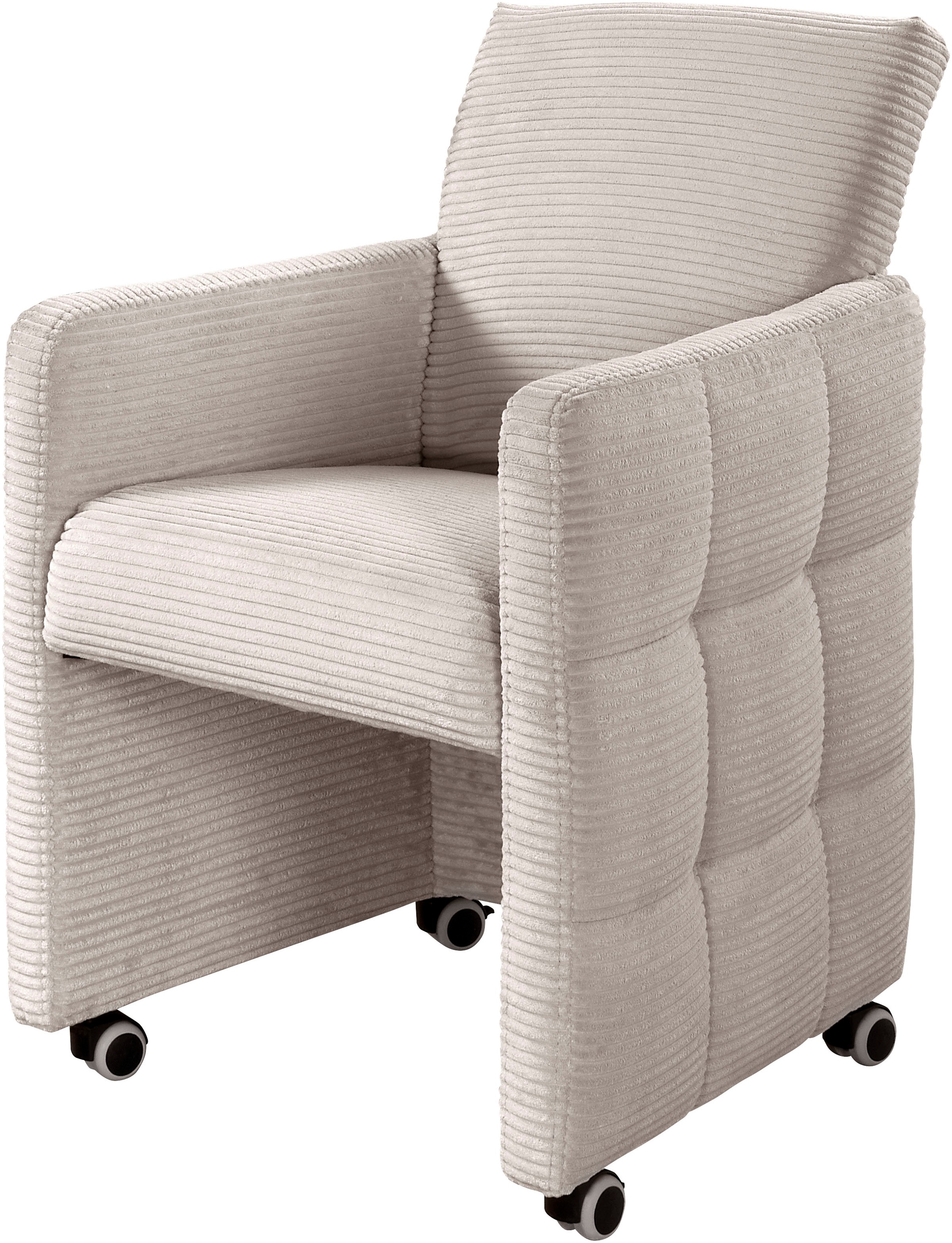 exxpo - sofa fashion Esszimmersessel »Barista, Loungesessel auf Rollen mit hoher Bodenfreiheit«, Barista Clubsessel auf Rollen mit schmalen Armlehnen, modernes Design