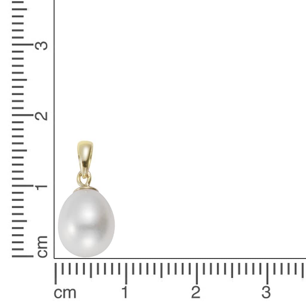 Vivance Kettenanhänger »375 Gold Perle weiß oval 8-8,5mm«