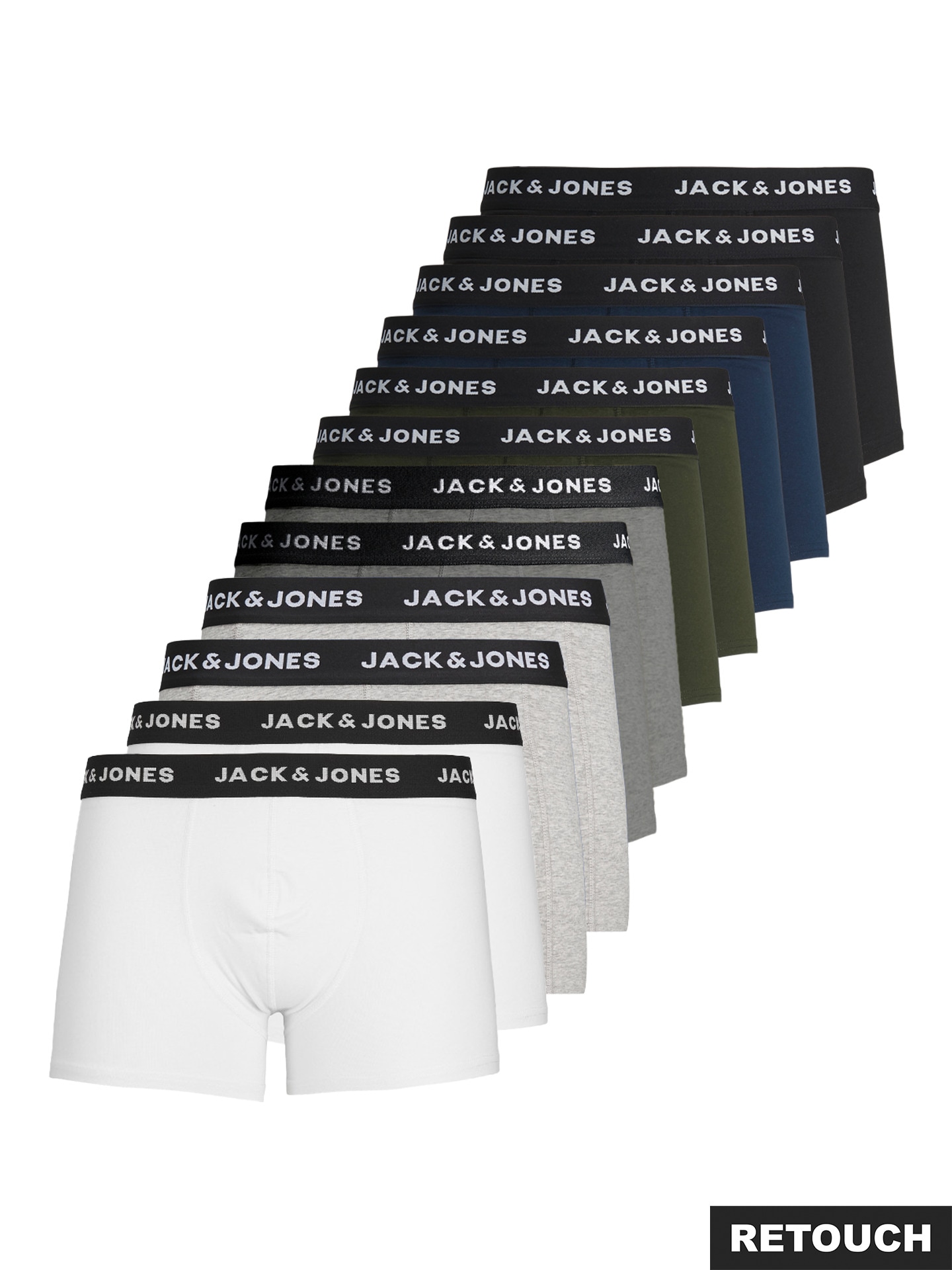 Jack & Jones Trunk "JACSOLID Stretchkomfort, elastisch, bequem mit sportlichem Look" Packung, 12 Stk. bedruckt, modisch, eng anliegend, Baumwollmischung, Bündchen