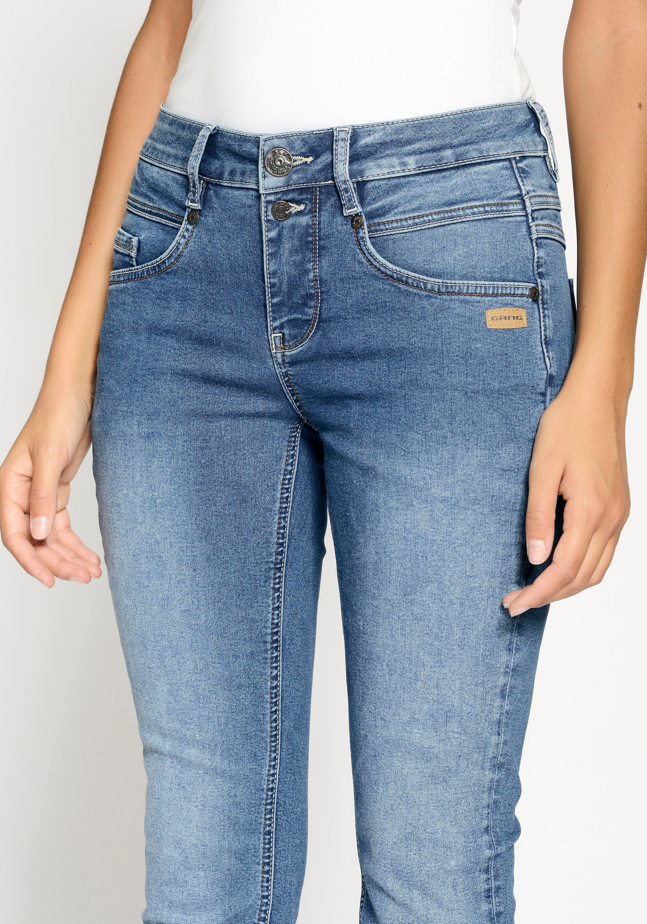 GANG Skinny-fit-Jeans Passe und vorne für BAUR | 3-Knopf-Verschluss »94MORA«, bestellen mit
