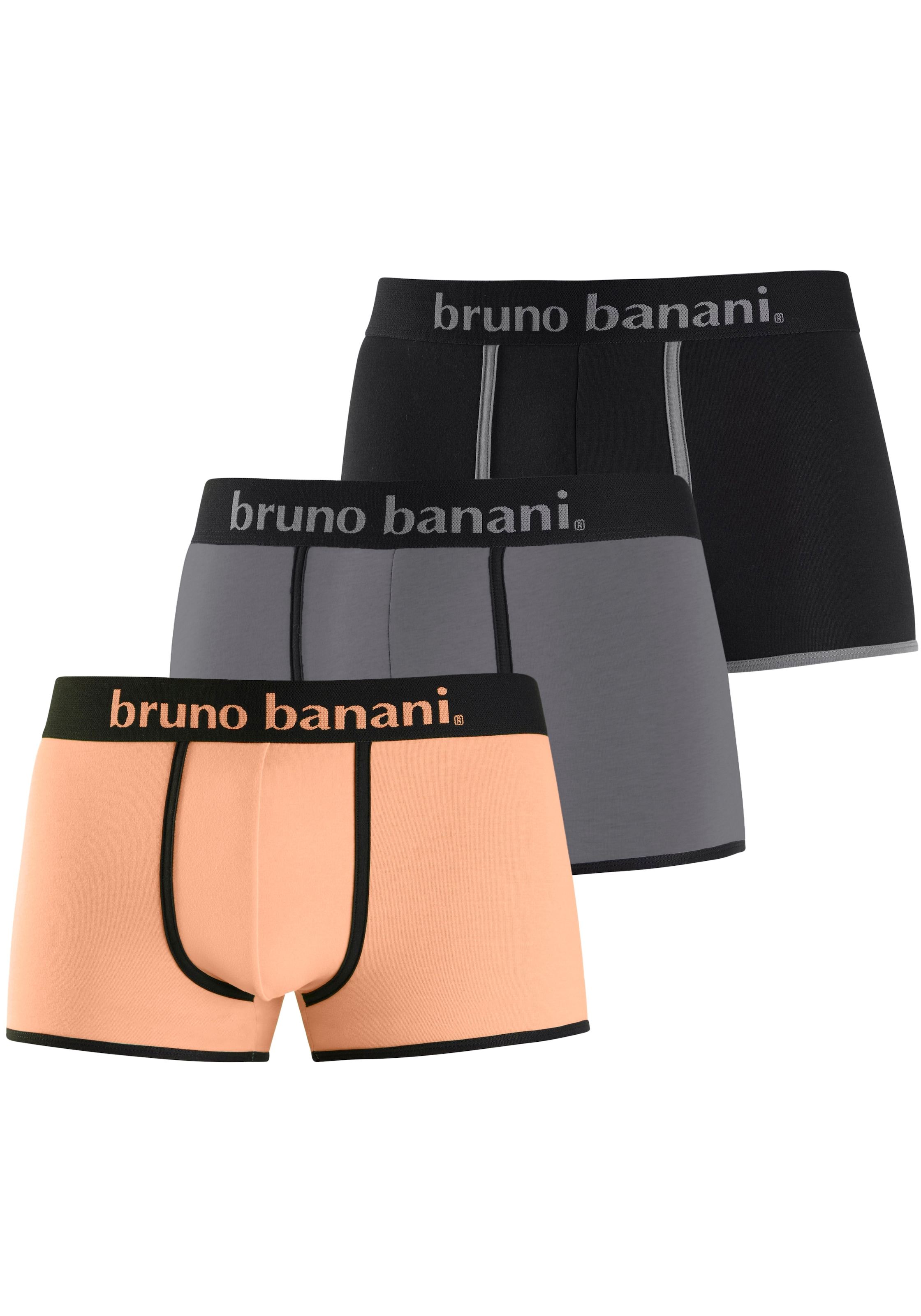Bruno Banani Boxer "Boxershorts für Herren" Packung, 3 Stk. mit modischen Einfassungen