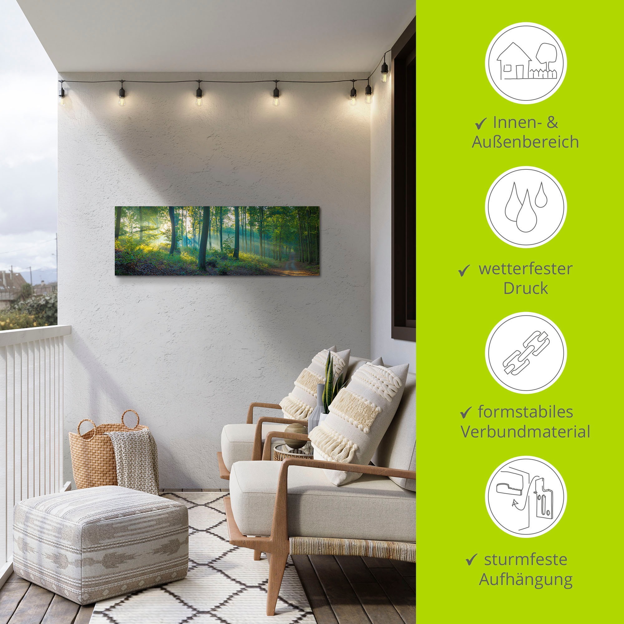 Artland Wandbild »Wald Panorama«, Waldbilder, (1 St.), als Alubild, Outdoorbild, Leinwandbild, Poster, Wandaufkleber