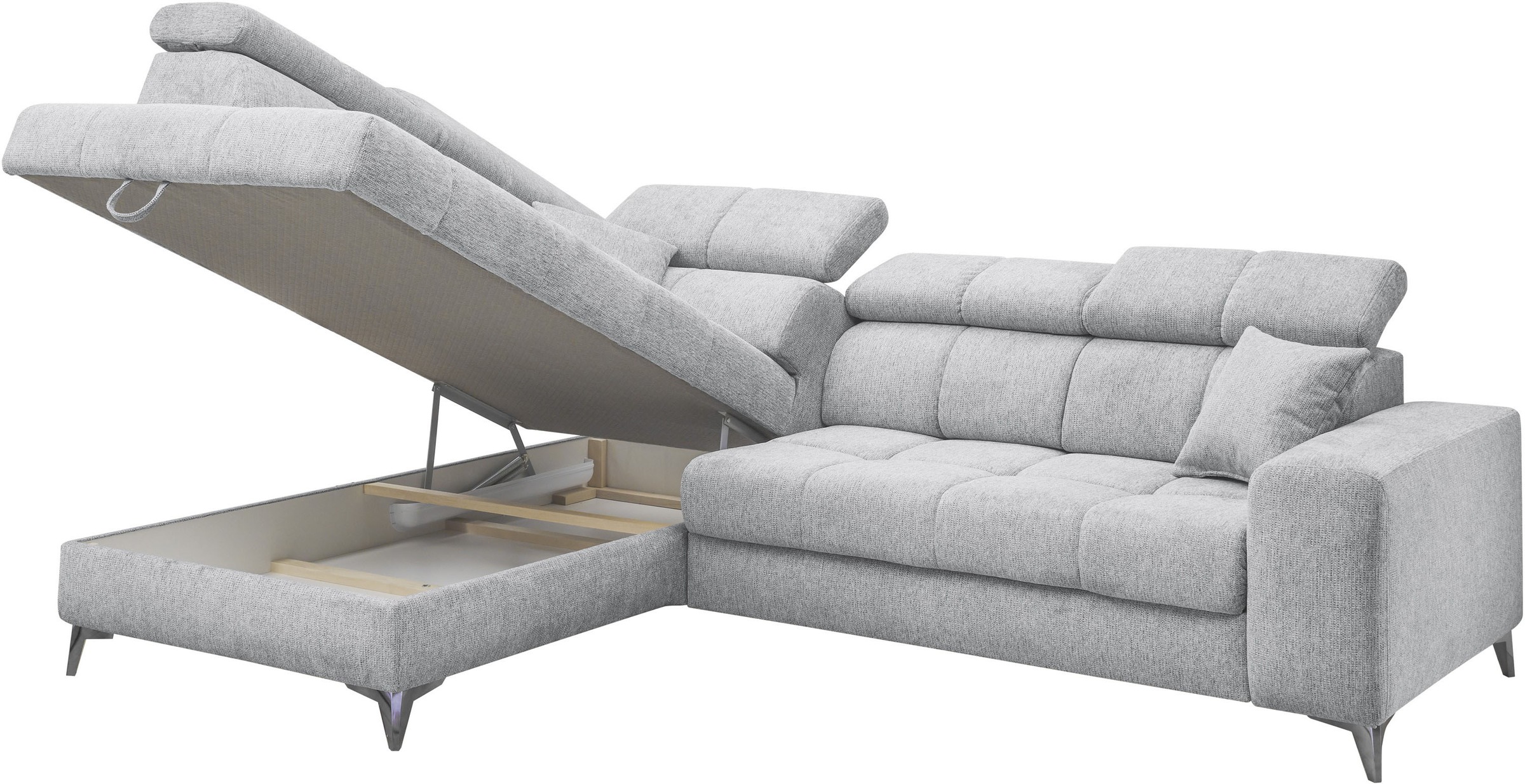 ED EXCITING DESIGN Ecksofa »Sydney L-Form«, mit Bettfunktion, Bettkasten, Kopfteilverstellung & 2 Zierkissen