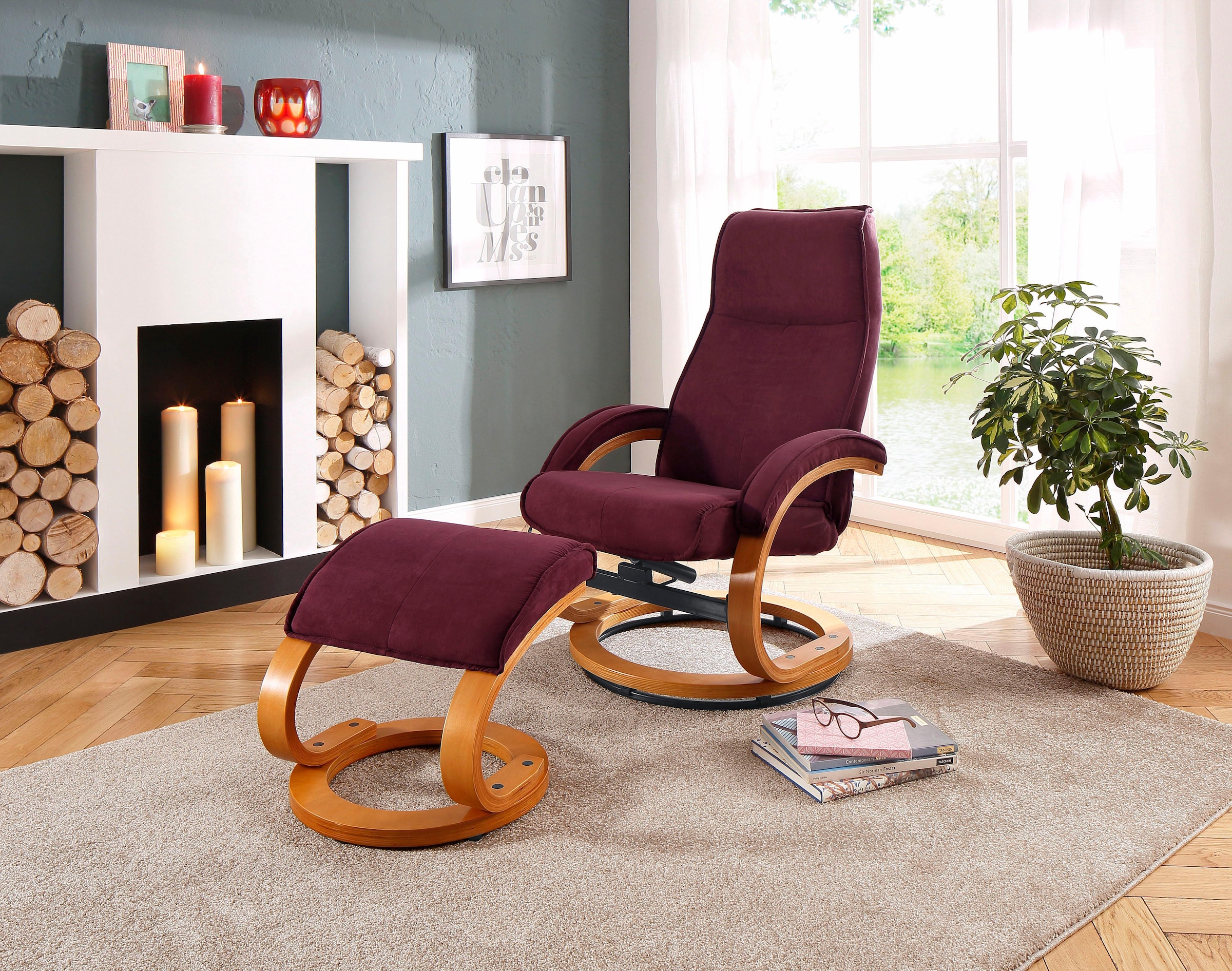 Home affaire Relaxsessel »Paris«, (Set, 2 St., bestehend aus Sessel und  Hocker), mit passendem Hocker