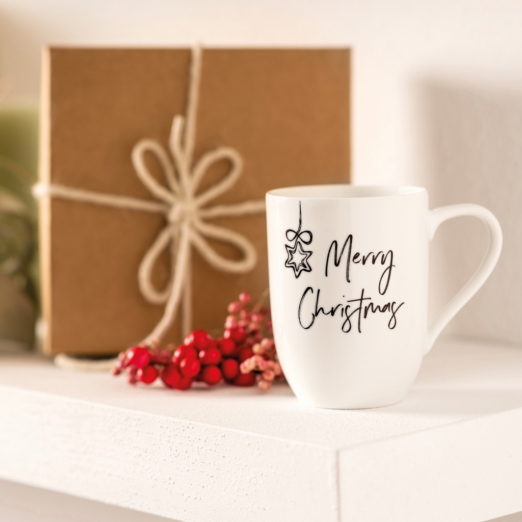 Villeroy & Boch Becher »Becher mit Henkel 'Merry Christmas' Statement 290 ml weiß«