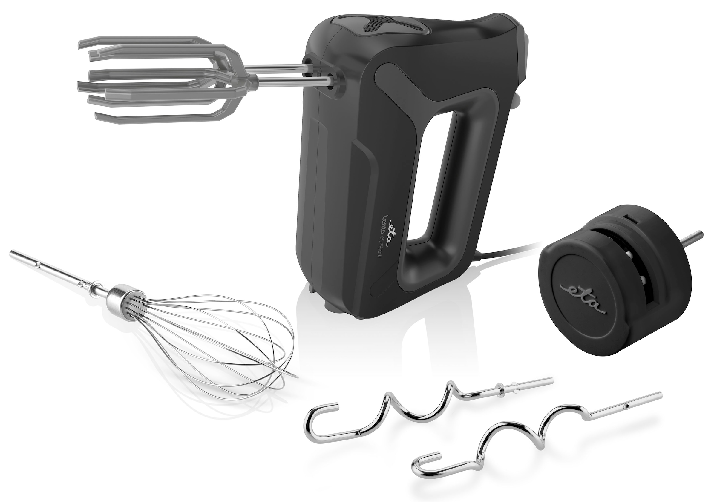 eta Handmixer "LENTO Black ETA305190000", 550 W, mit 2 Rührhaken, 2 Knethaken, 1 Schneebesen und 1 Messerschleifer