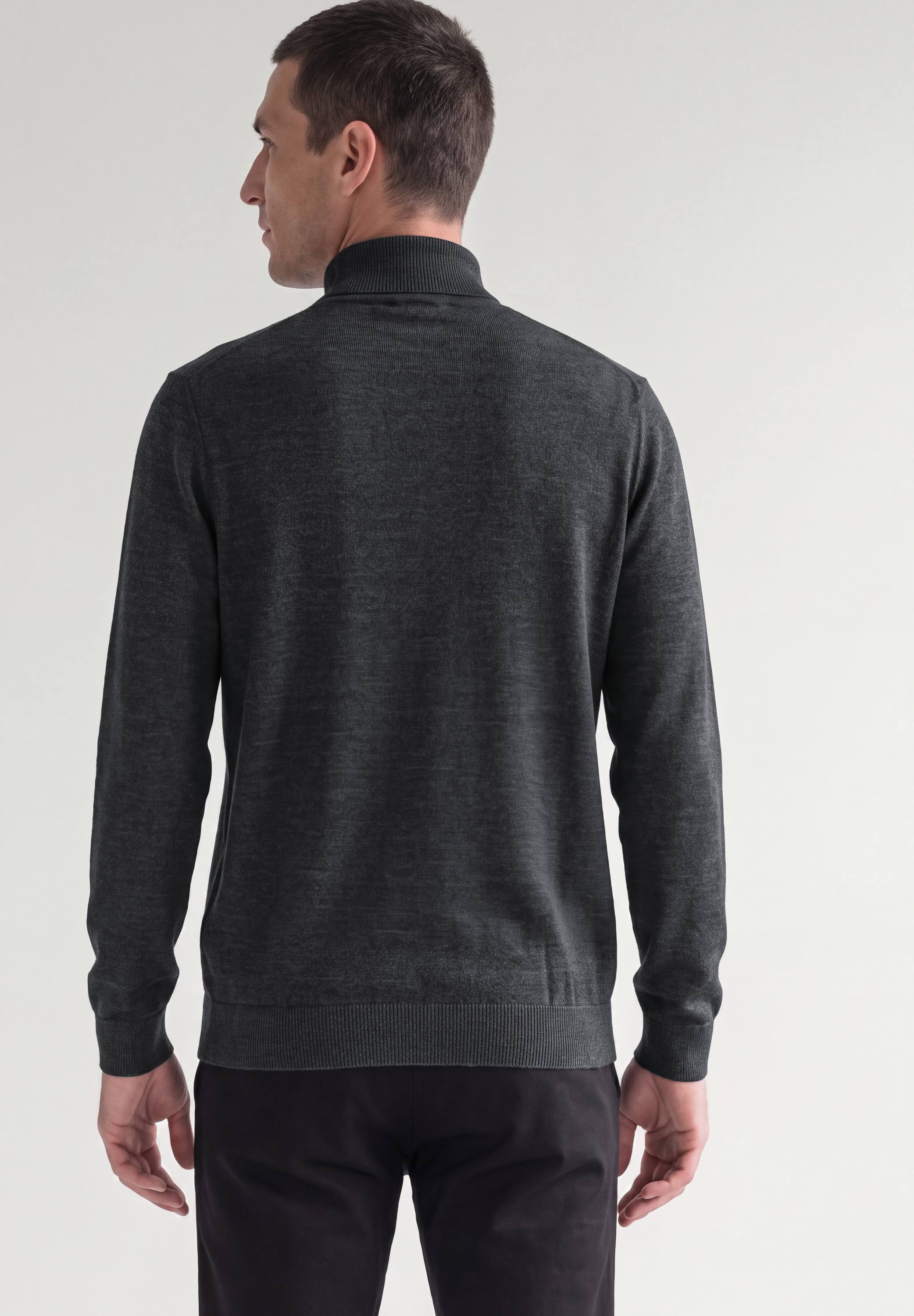 STREET ONE MEN Rollkragenpullover aus reiner Baumwolle