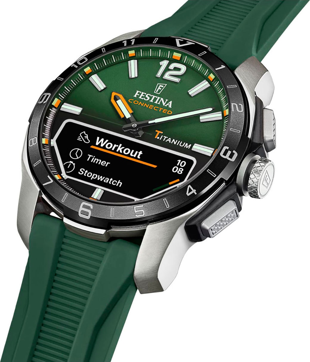 Festina Smartwatch »Connected D«, Quarzuhr, Armbanduhr, Herrenuhr, Schrittzähler, Weltzeit, Stoppfunkt.)