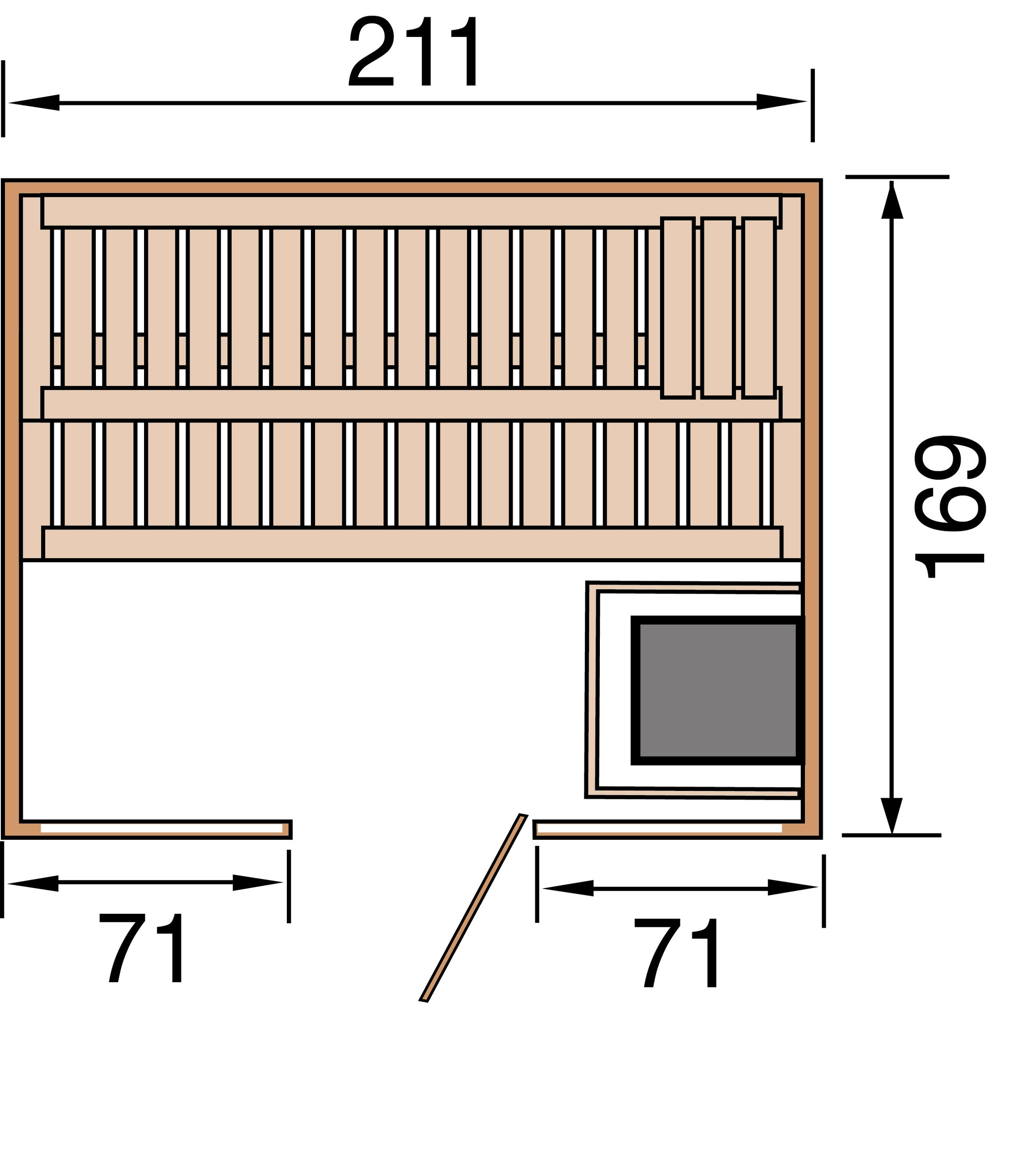 weka Sauna »Kemi Panorama«, 7,5 kW Bio-Ofen mit ext. Steuerung