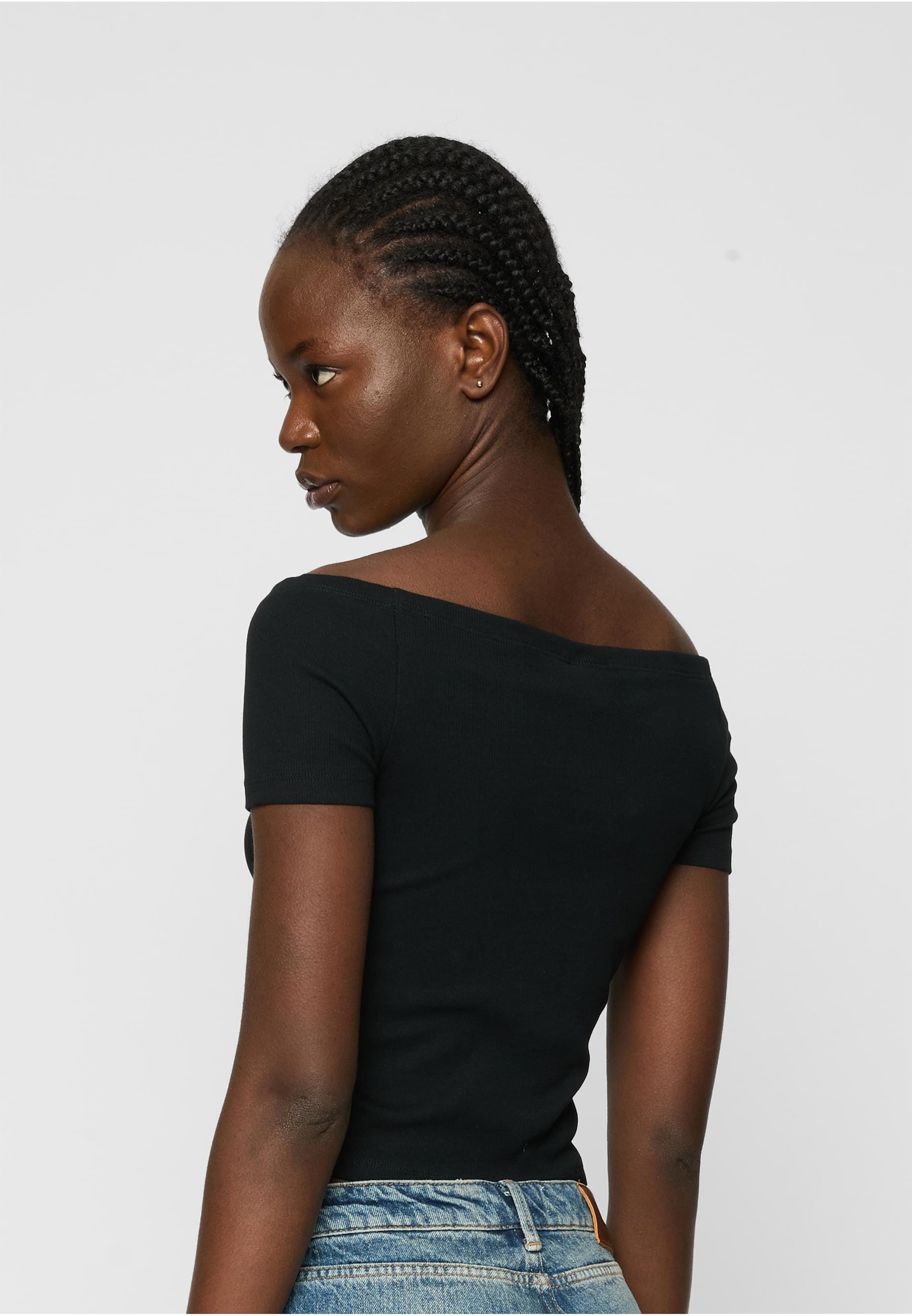 URBAN CLASSICS T-Shirt »Urban Classics Ladies Organic Off Shoulder Rib Tee 2-Pack«, (1 tlg.)