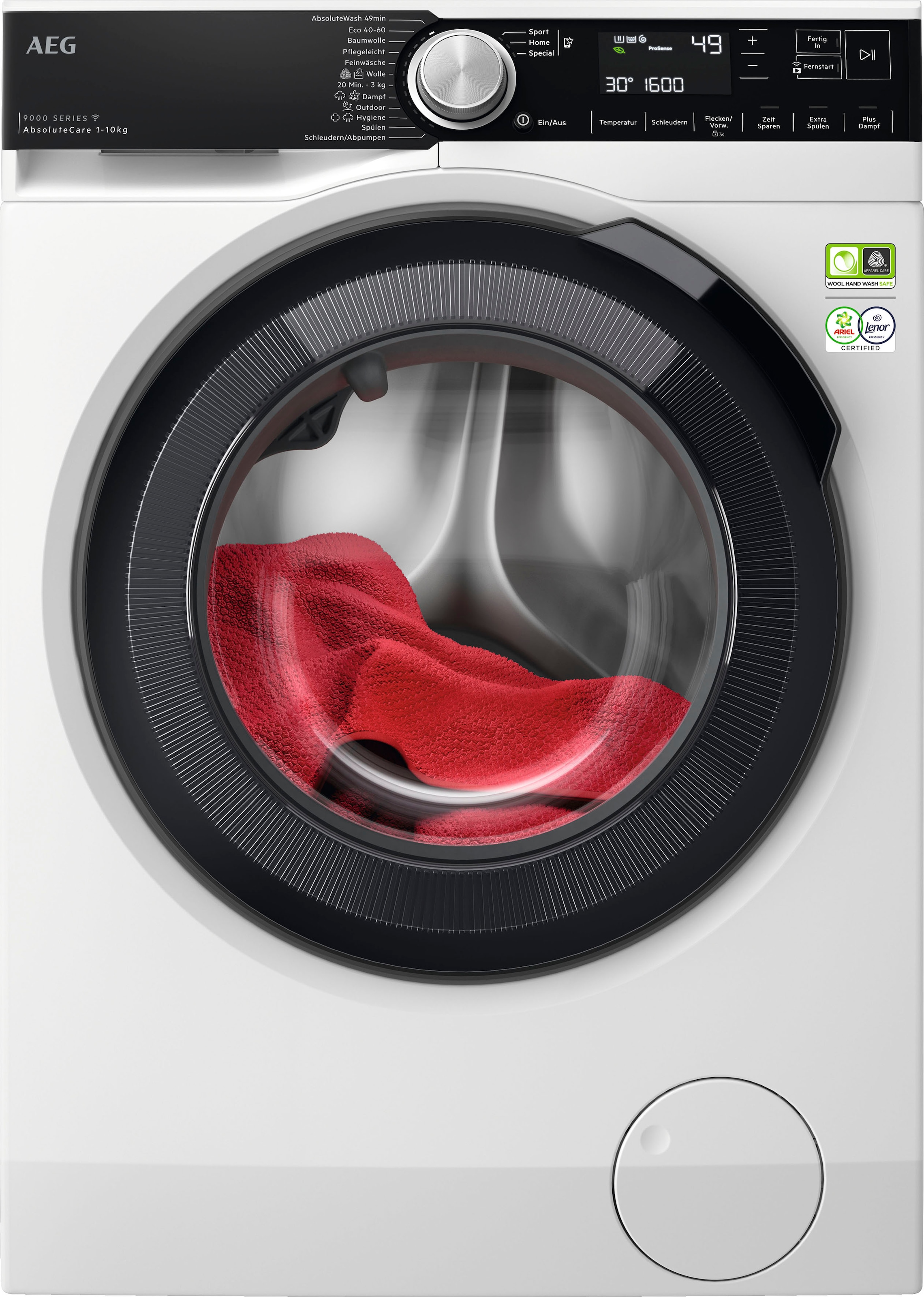 AEG Waschmaschine »LR9W80600 914501216«, 9000 Series, LR9W80600 914501216, 10 kg, 1600 U/min, SoftWater - intergrierte Wasserenthärtung schützt die Textilien & Wifi