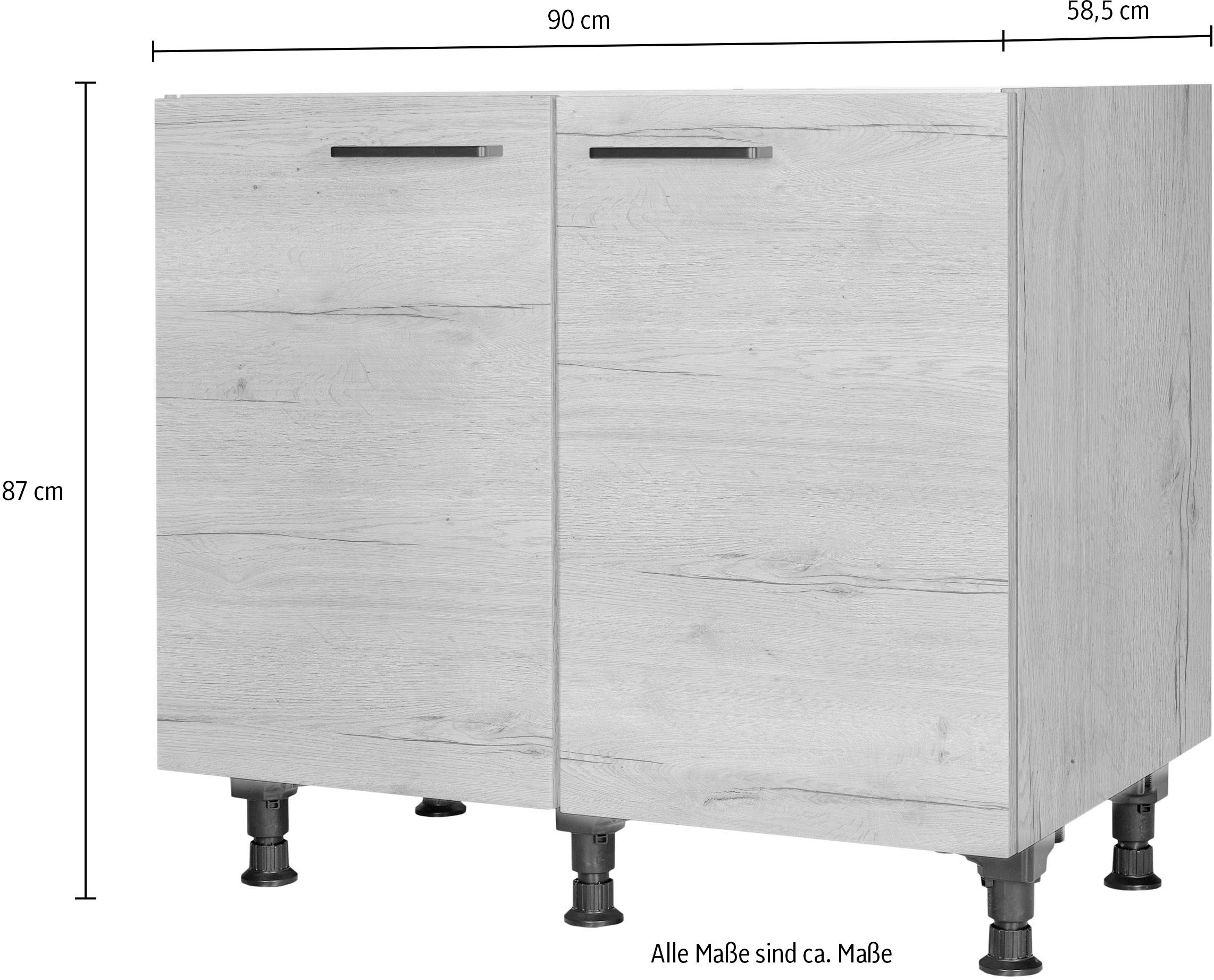 nobilia® Spülenschrank »"Structura", vormontiert, mit höhenverstellbaren Sockelfüßen,«, Breite 90 cm