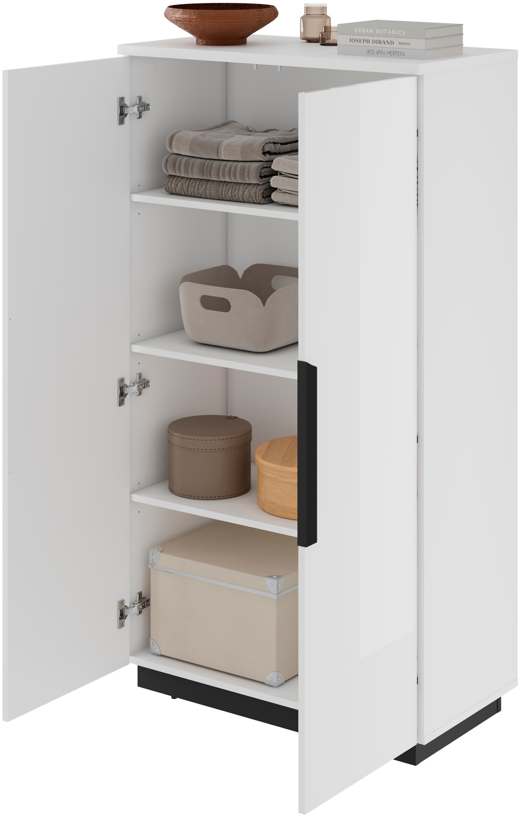 Home affaire Highboard »Tuluza, Breite 80 cm, moderne Hochkommode mit geräumiger Stauraum« Hochschrank viel Stauraum, Einlegeböden verstellbar, Hochglanzfront