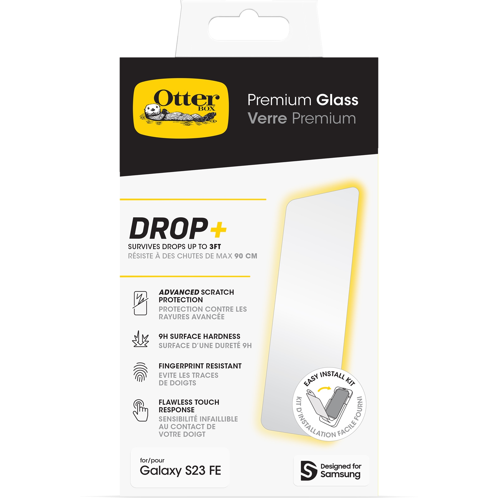 Otterbox Displayschutzglas »Premium Glass Antimicrobial«, für Samsung Galaxy S23 FE, antimikrobiell, Drop+, Anti-Fingerprint, 9H, Displayschutzfolie