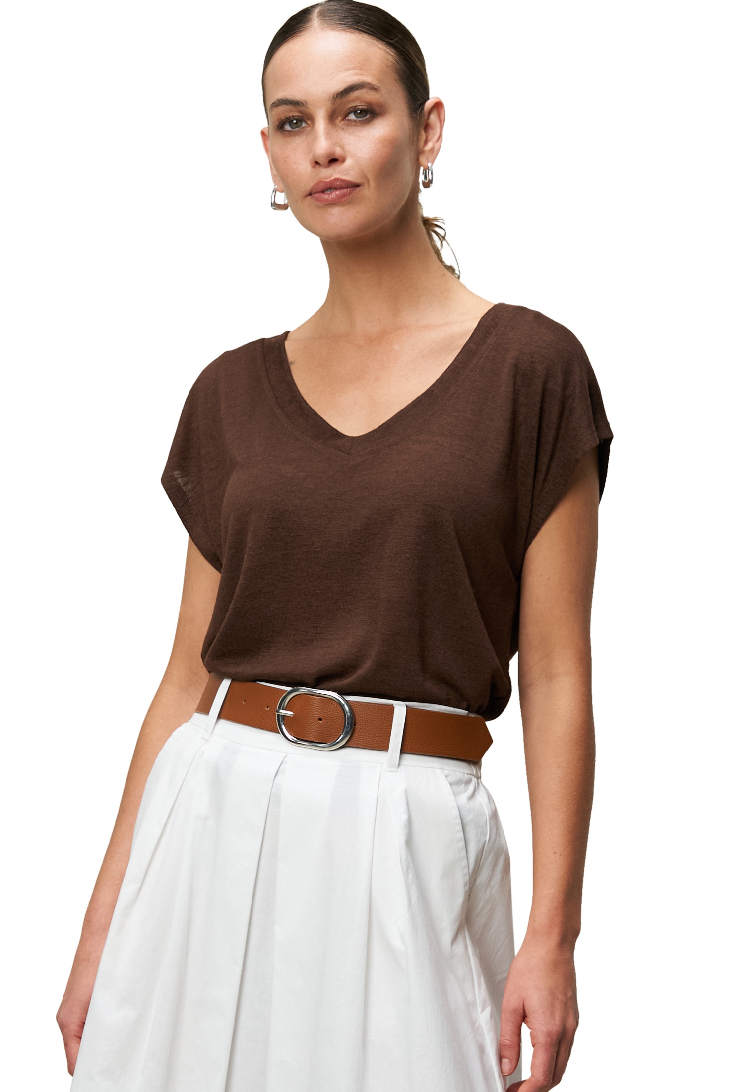 Zero T-Shirt "zero Shirt Leinenoptik V-Ausschnitt", (1 tlg.), Plain/ohne De günstig online kaufen