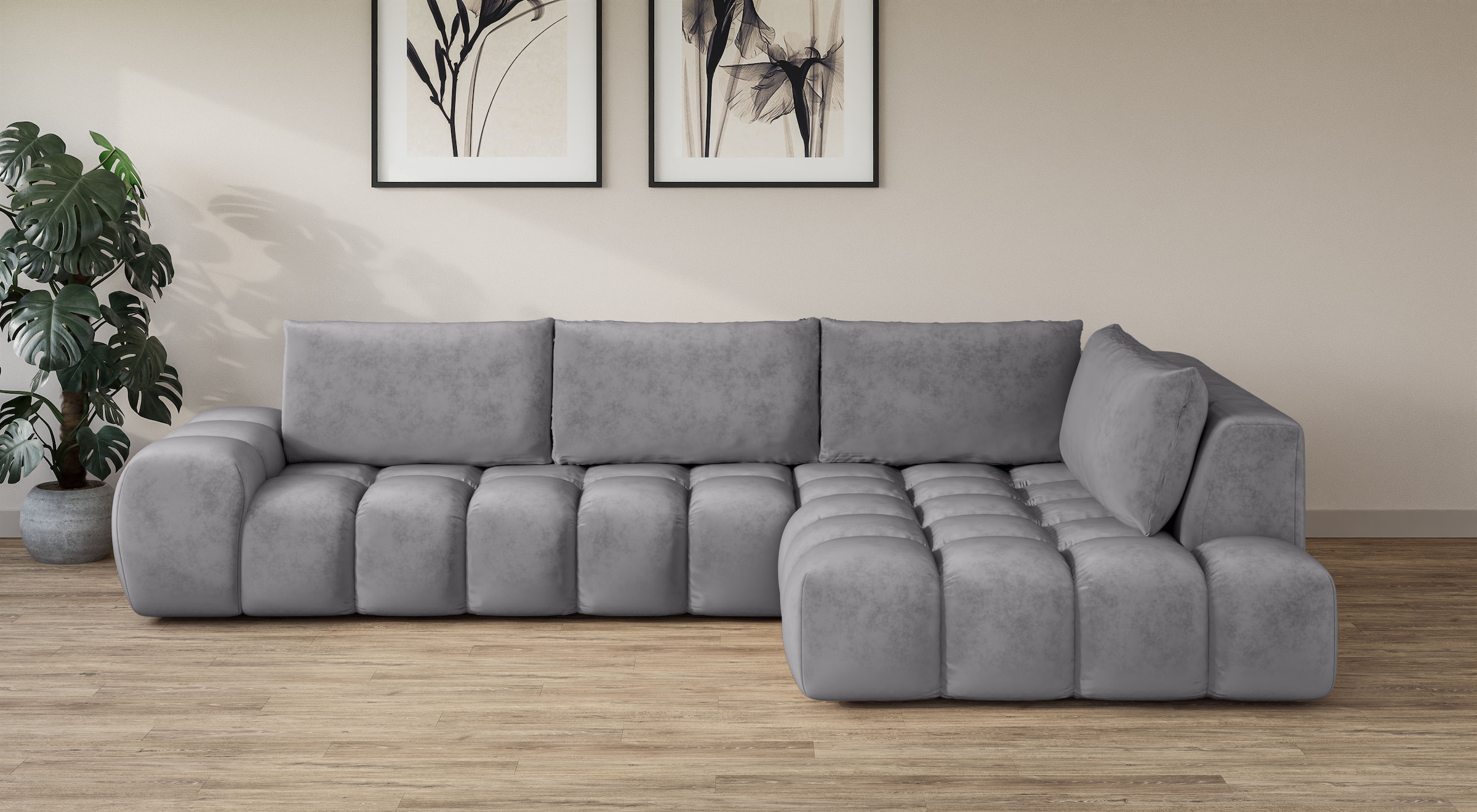 OTTO home Ecksofa "AZITA L-Form, XXL 352 cm Designsofa in Bubble-Opitk" los günstig online kaufen