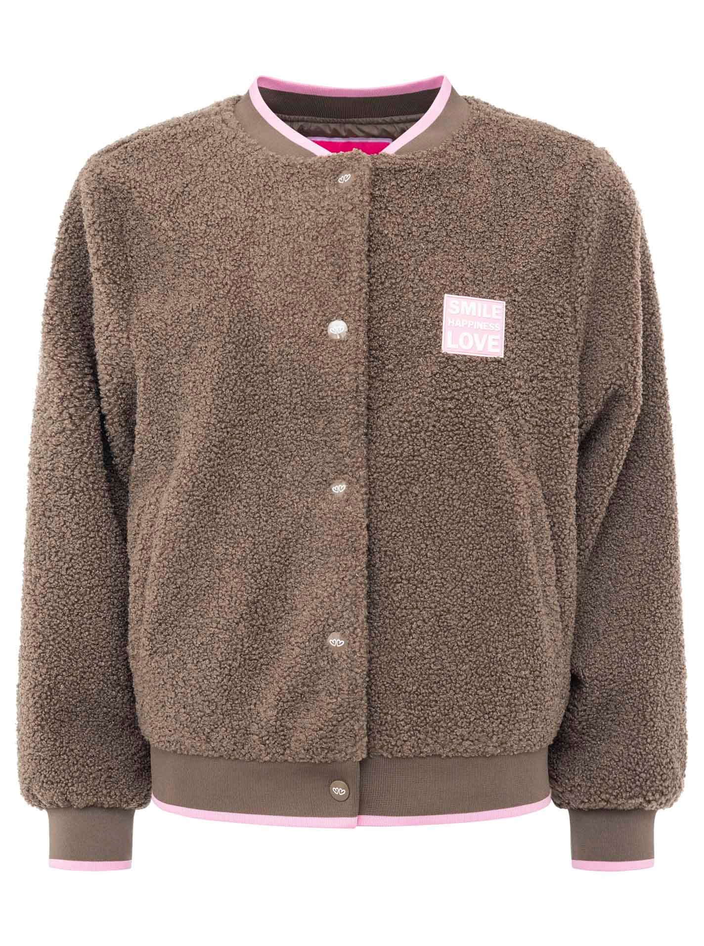 Zwillingsherz Bomberjacke »"Smile Love"« ohne Kapuze seitliche Taschen, Knopfleiste, Kontrastbündchen, Patch