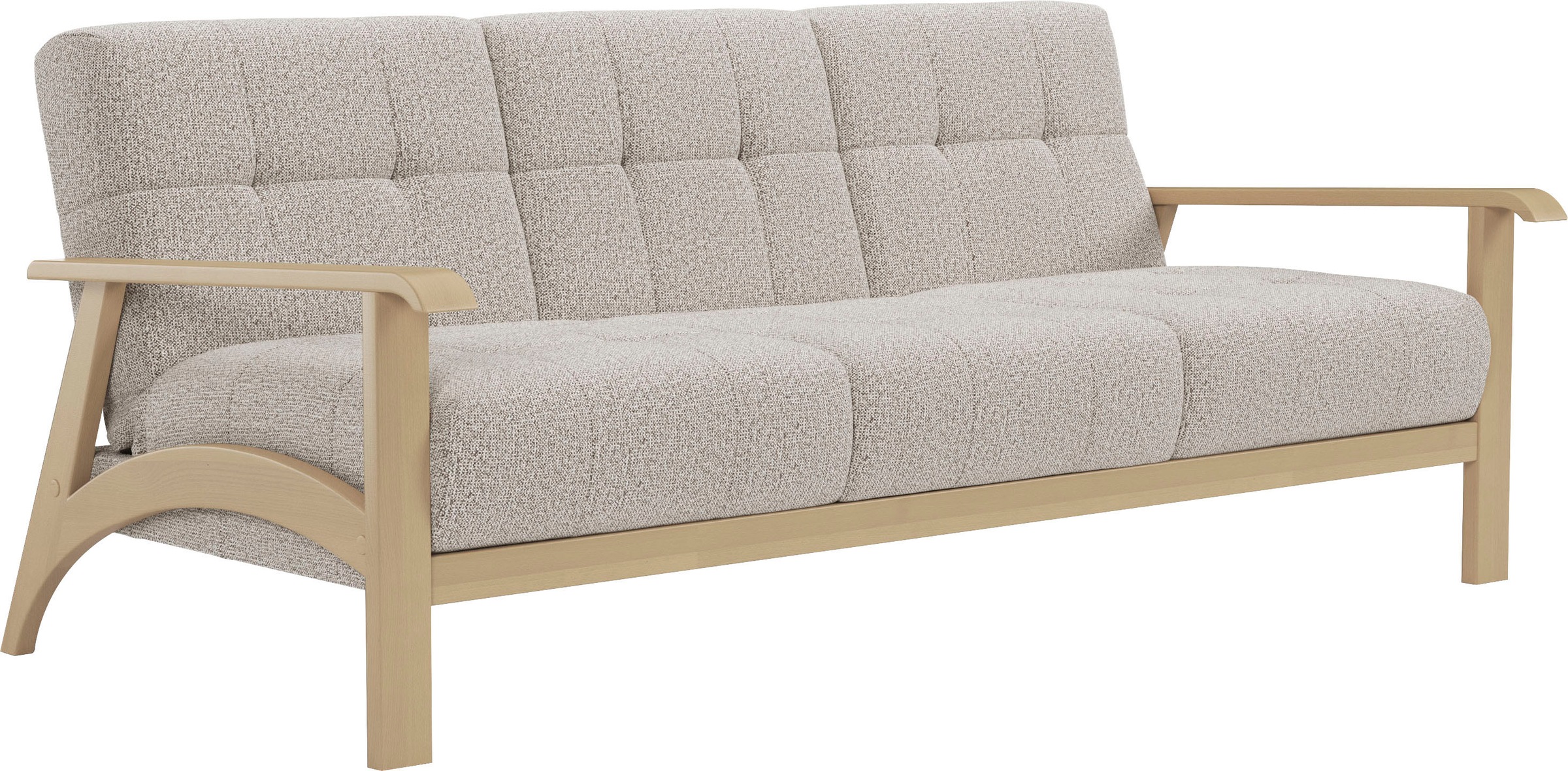 sit&more 3-Sitzer »Billund«, Armlehnen aus Buchenholz in natur, verschiedene Bezüge und Farben