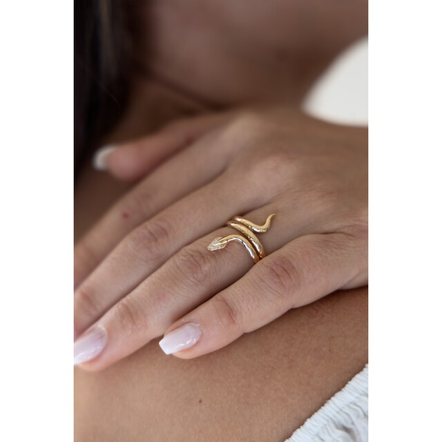 CAÏ Fingerring »925 Silber vergoldet Schlange mit Zirkonia« online kaufen |  BAUR