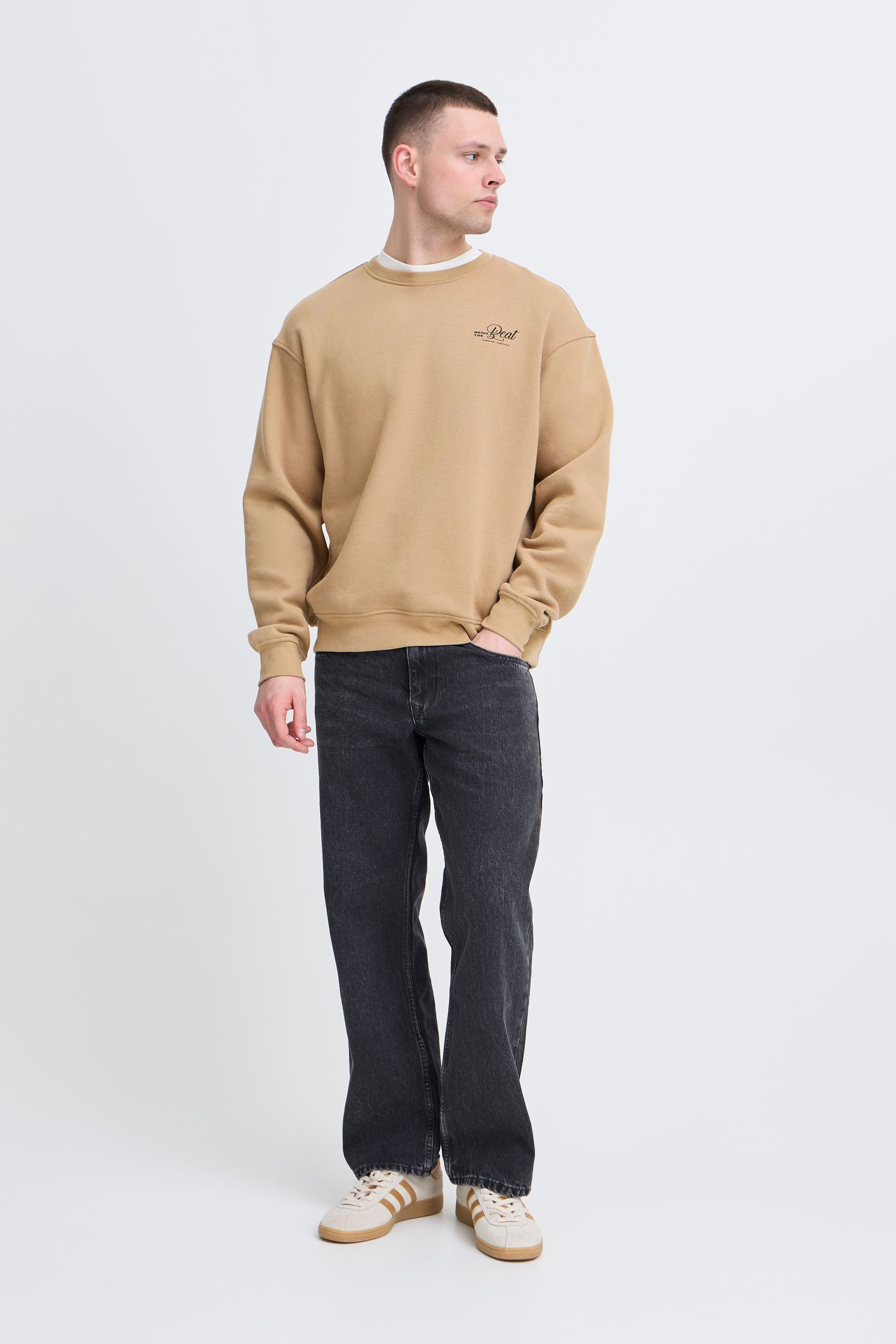 Longpullover BLEND "Sweater BHISMO", Herren, Gr. XXL, blau (sepia tint), Obermaterial: 60% Baumwolle CO. 40% Polyester PES., Pullover Longpullover 2