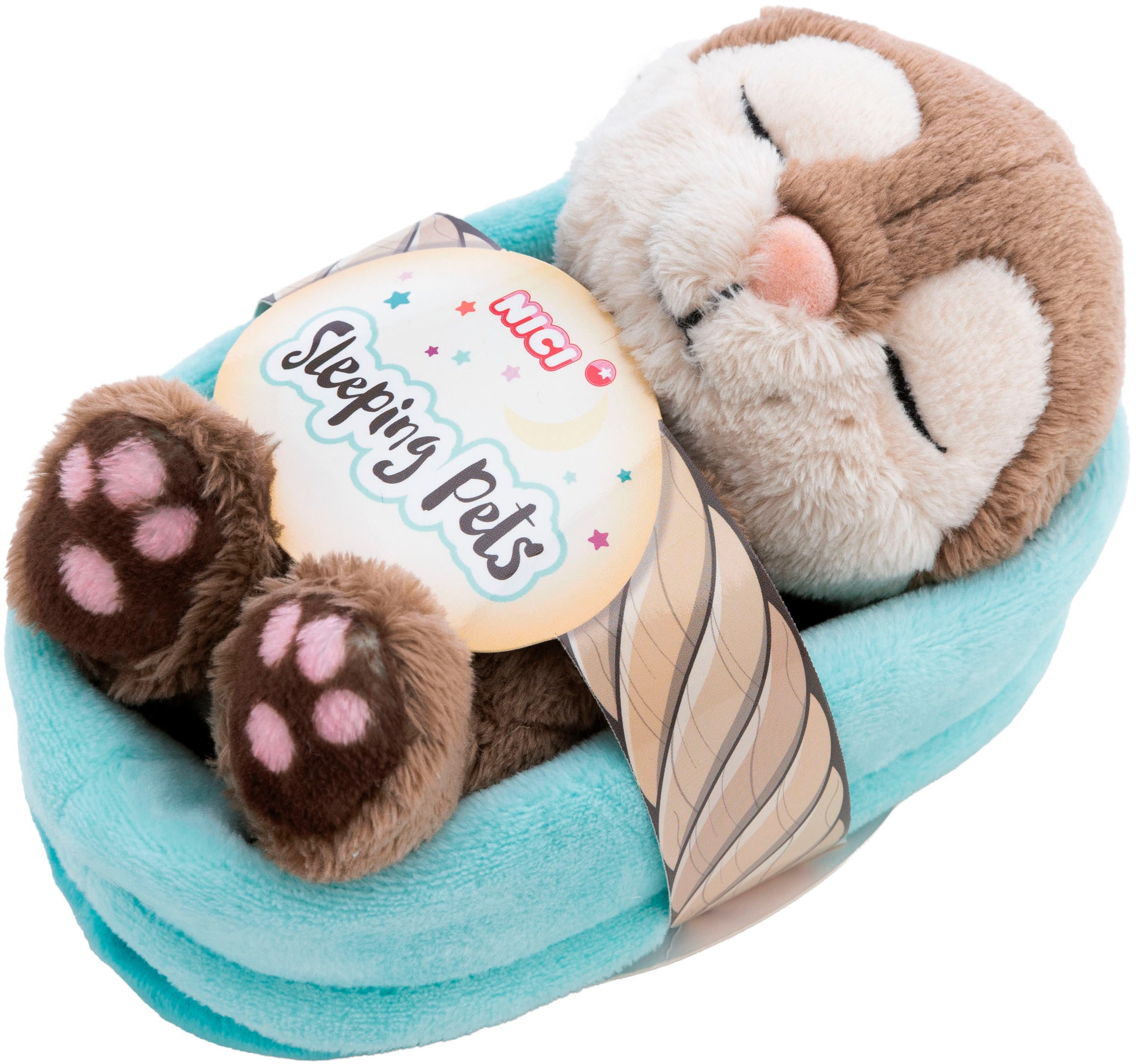 Nici Kuscheltier »Sleeping Pets, Otter mit Fisch 12cm schlafend im Körbchen«