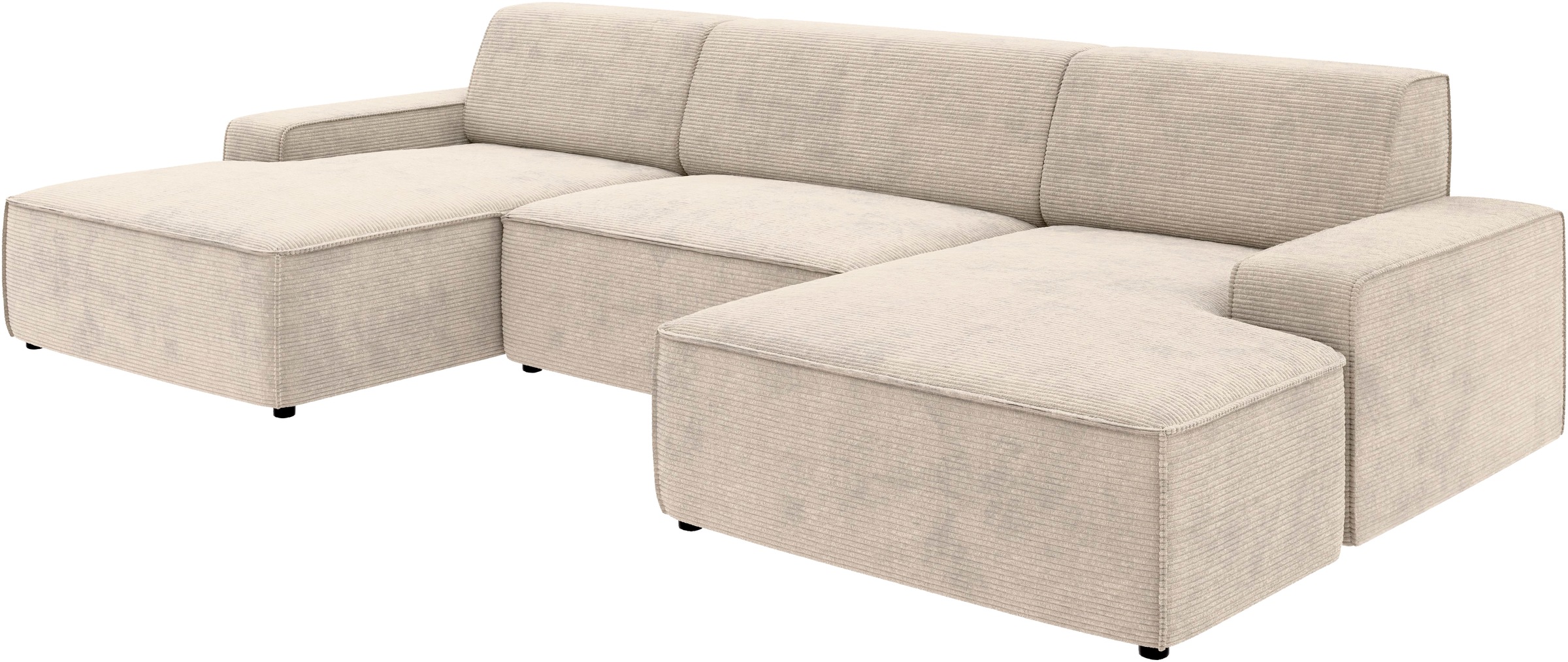 TRENDMANUFAKTUR Wohnlandschaft »Graz, wahlweise mit Sitzvorschub und Bettkasten, U-Form, Breite 329 cm«, in Cord-, haustierfreundlichem LEO Struktur- oder LUMOS-3D-Bezug