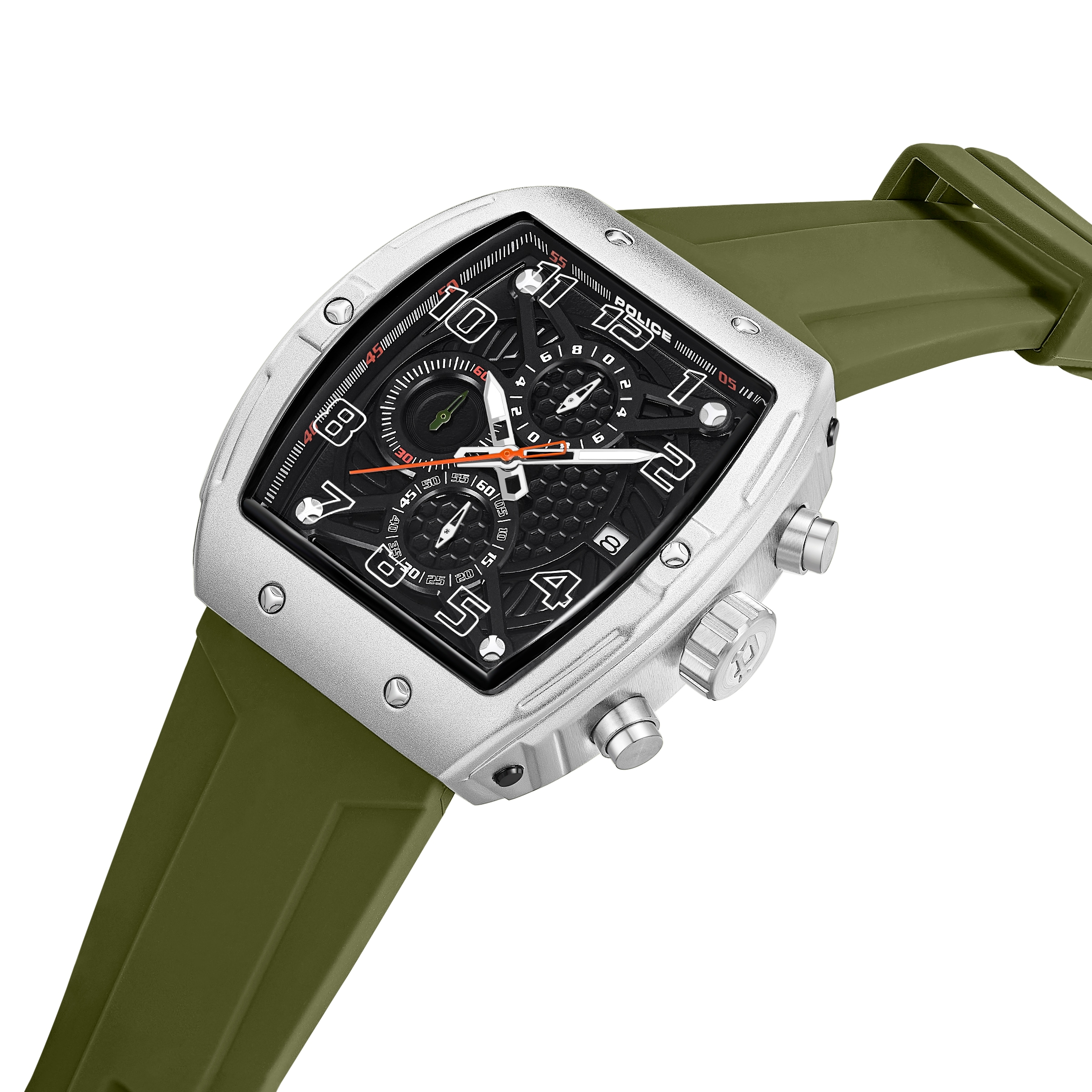 Police Chronograph »Coswig« Quarzuhr, Armbanduhr, Herrenuhr, Silikonarmband, analog, Tag
