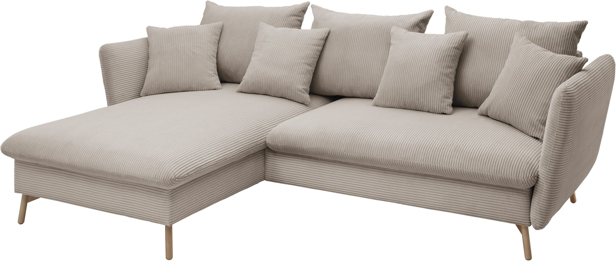 andas Ecksofa »MERLE, 258 cm, L-Form, traumhafter Cord,«, mit Bettfunktion und Bettkasten, Liegefläche 224 x 139