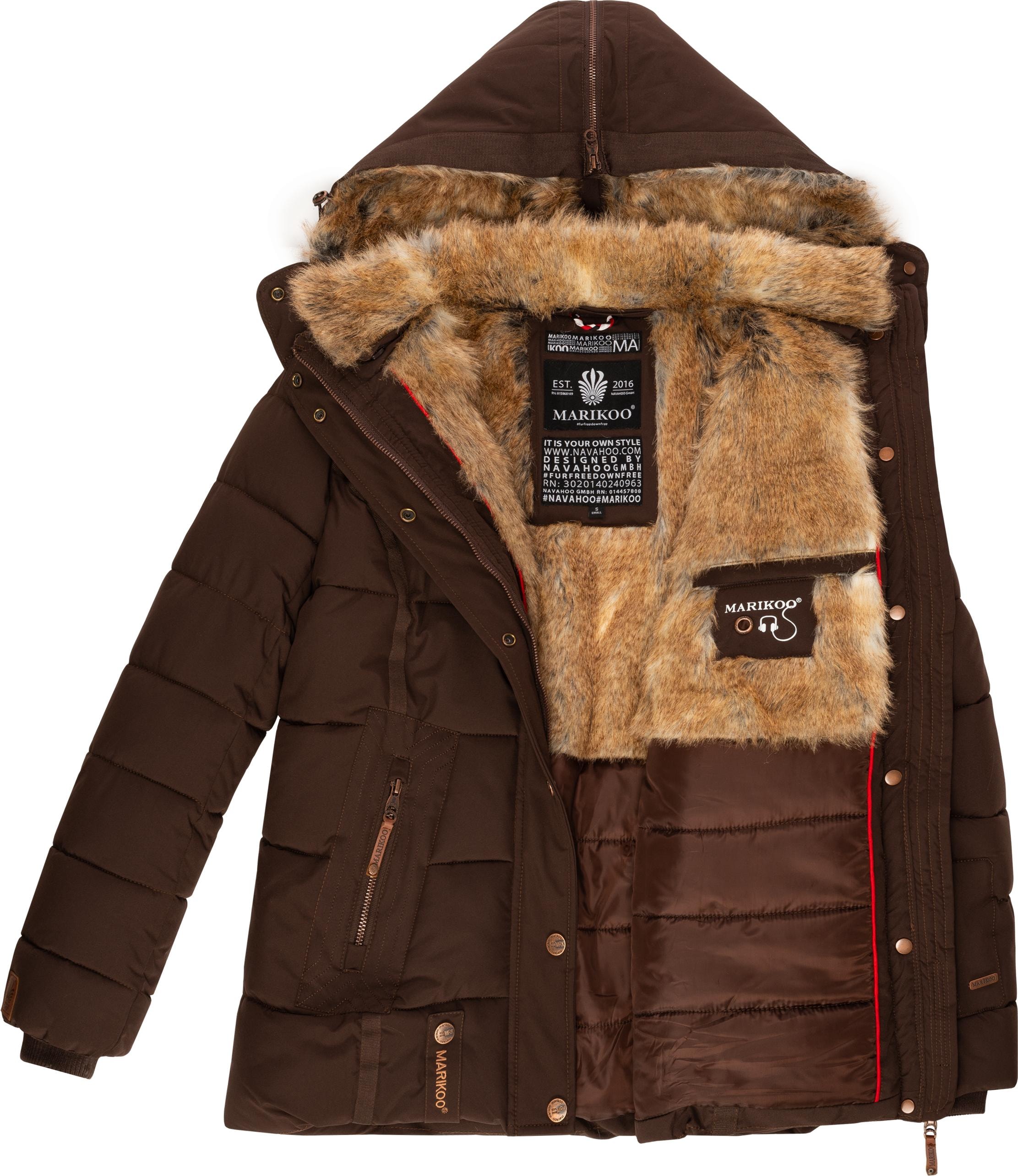Marikoo Winterjacke »Nekoo«, mit Kapuze, stylische Damen Steppjacke mit großer Kapuze