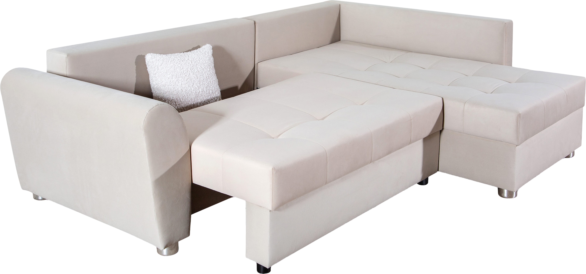 COLLECTION AB Ecksofa »JANA«, Ecksofa,Bettfunktion,Bettkasten,Bonnelfederkern,Rückenkissen