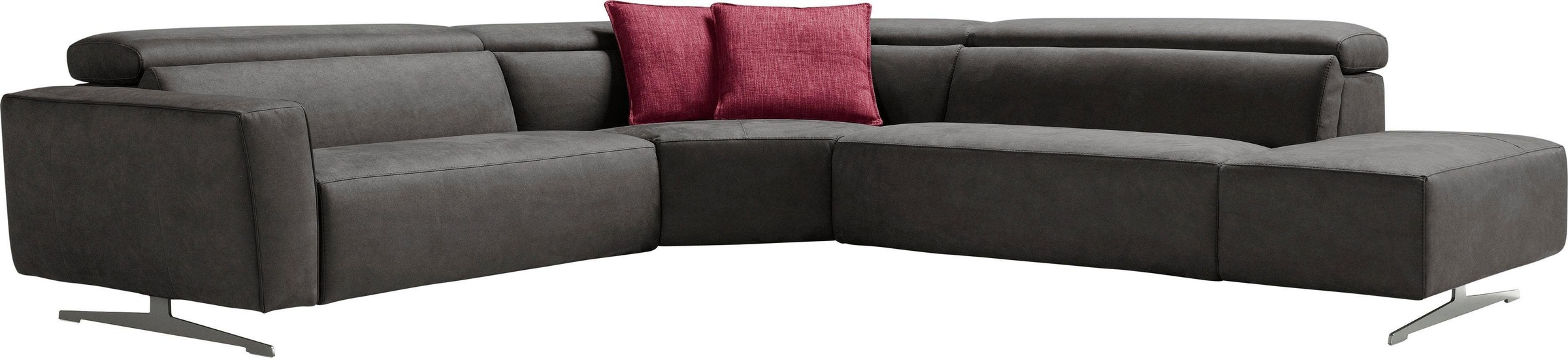 Egoitaliano Ecksofa »Stefanie-e, Designsofa der Extraklasse, bequem mit hohem Sitzkomfort«, mit Relaxfunktion und verstellbaren Kopfteilelementen
