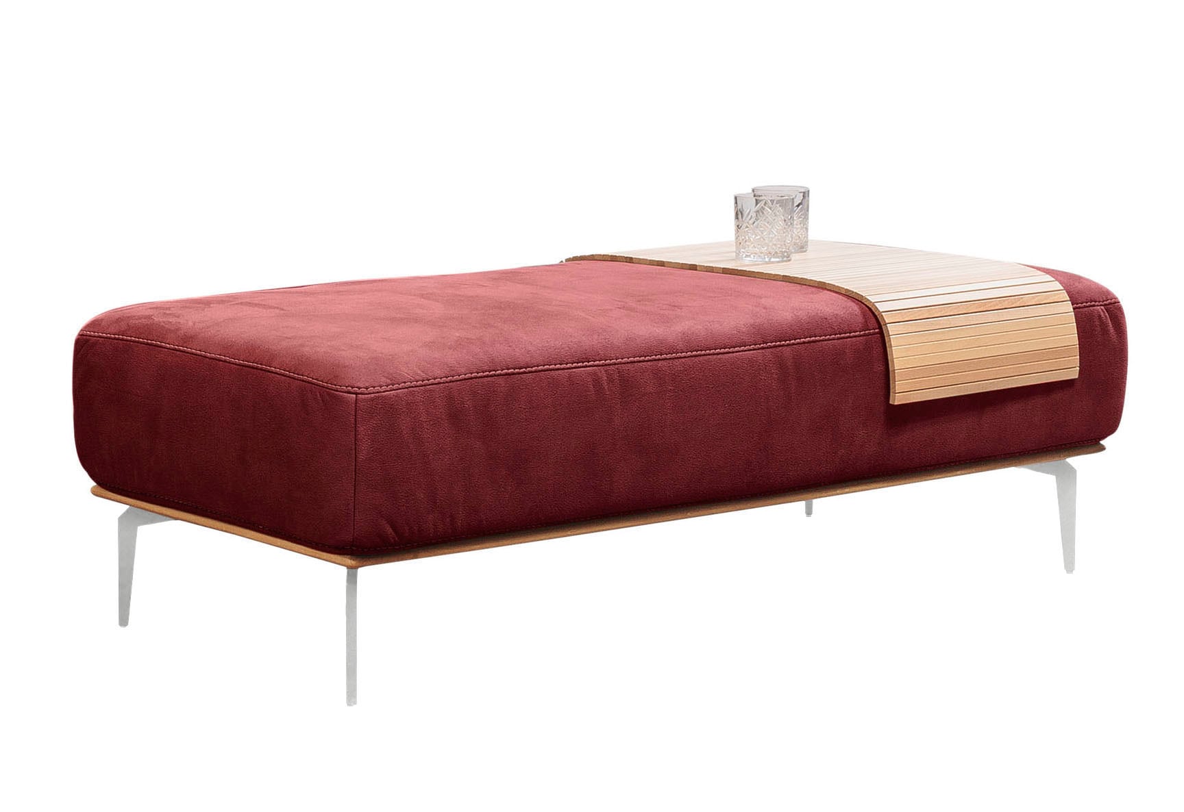 W.SCHILLIG Polsterhocker »run«, mit elegantem Holzsockel, Füße in Chrom glänzend, Breite 150 cm