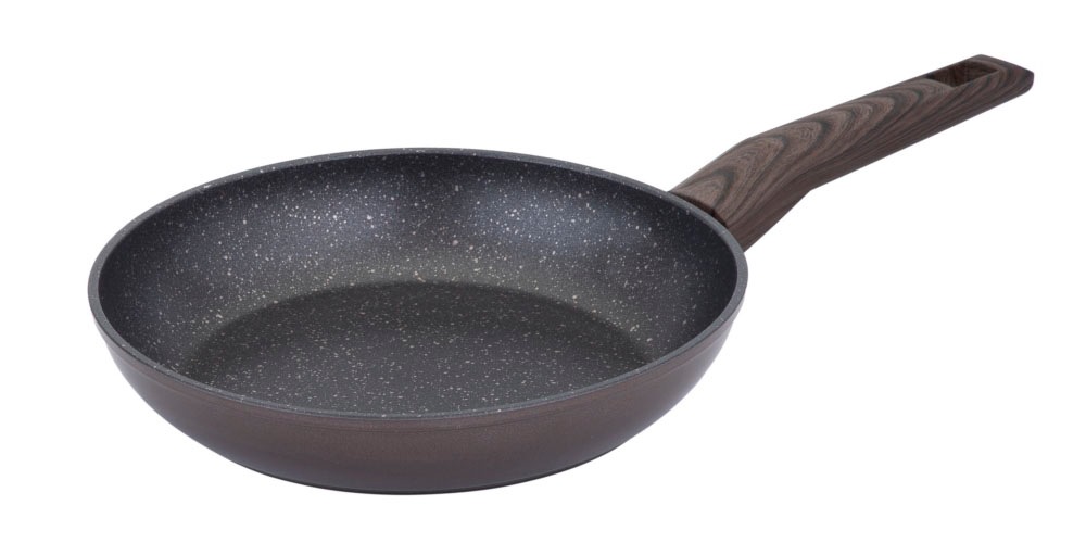 RESTO Kitchenware Bratpfanne "Carina, Universalpfanne mit holzähnlichem Soft-Touch-Griff" Aluminium 1 Stk. tlg. mit Marmor-Antihaftbeschichtung, 4-lagig, für alle Herdarten geeignet