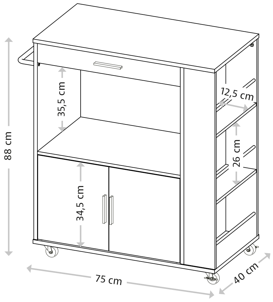 KESPER® Küchenwagen »Servierwagen, FSC«, mit 4 voll beweglichen Lenkrollen