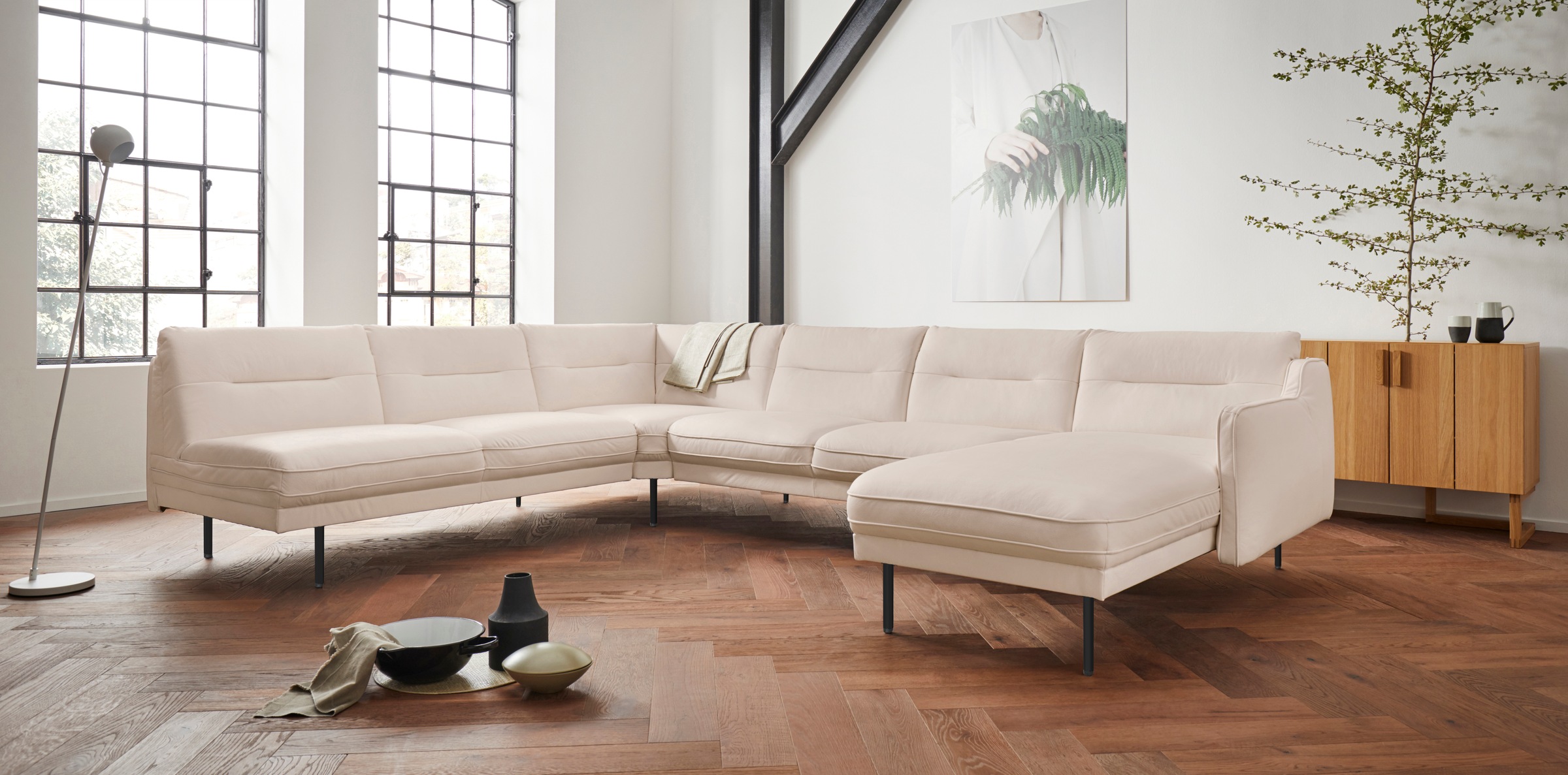 Home affaire Wohnlandschaft "Nordfyn U-Form" edles Design in 3 Bezugsqualit günstig online kaufen