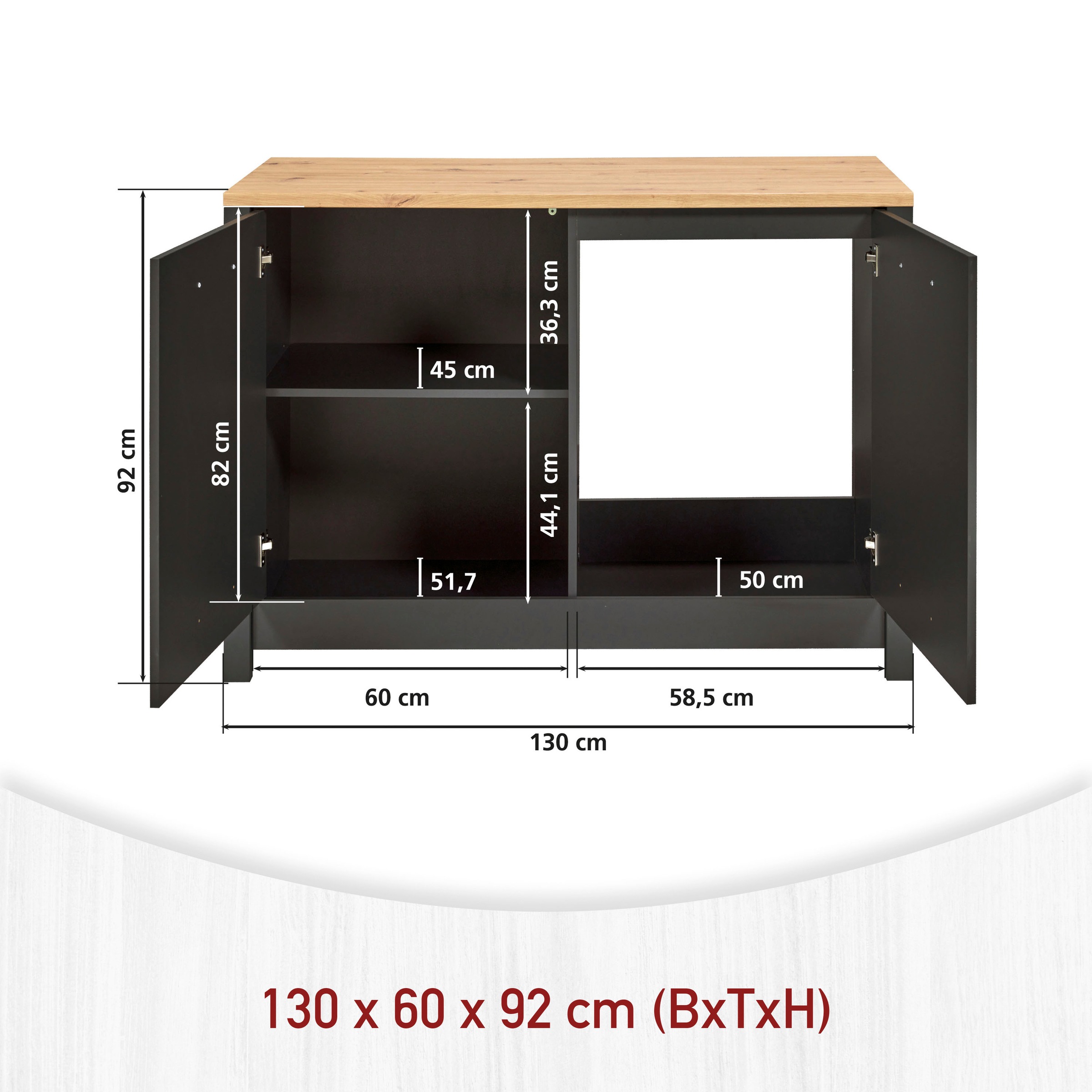 Inter Link Küchenzeile »Carbona, Einbauküche, Küchenblock, Küchenmodul, Kompaktküche« Ohne E-Geräte für Spülmaschine Kochfeld Backofen Kühlschrank B: 430 cm