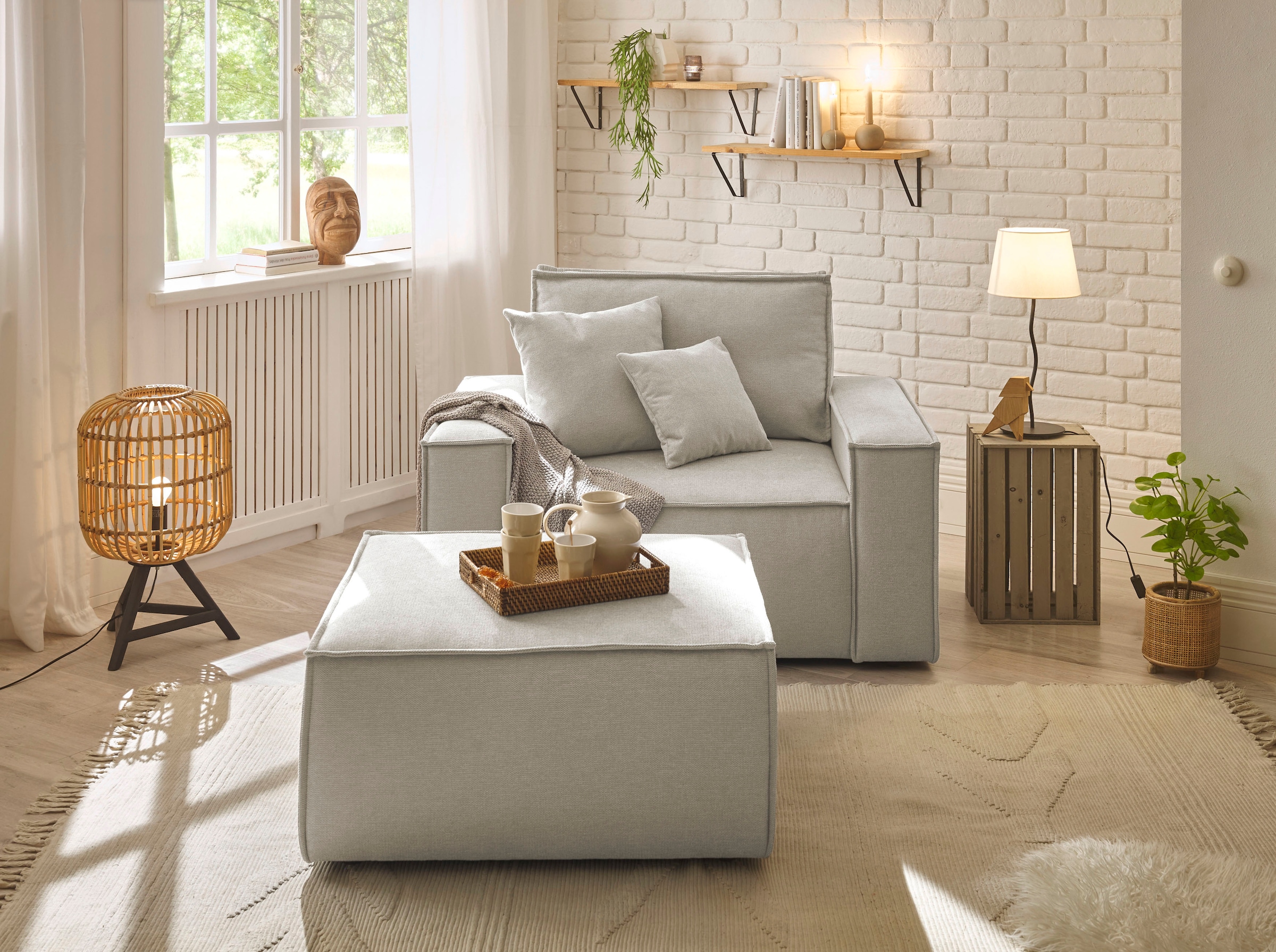andas Loveseat »Finnley«, (2 St.), Loveseat und Hocker im Set, passend zur Polster-Serie Finnley