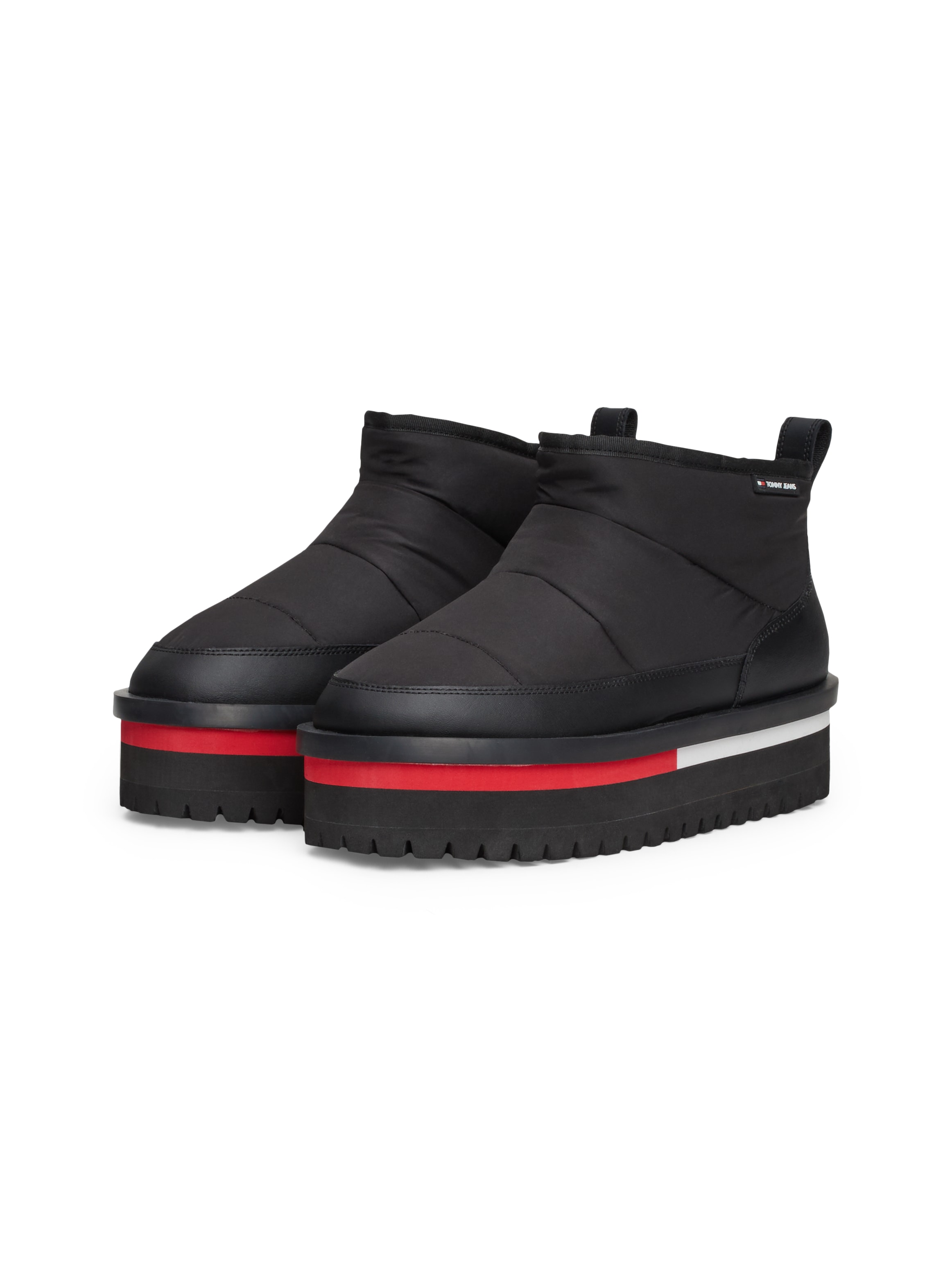 Tommy Jeans Winterboots "TJW NYLON FLATFORM BOOT WL", Plateau, Snowboots, Ankleboots, Schlupfschuh mit Anziehlasche