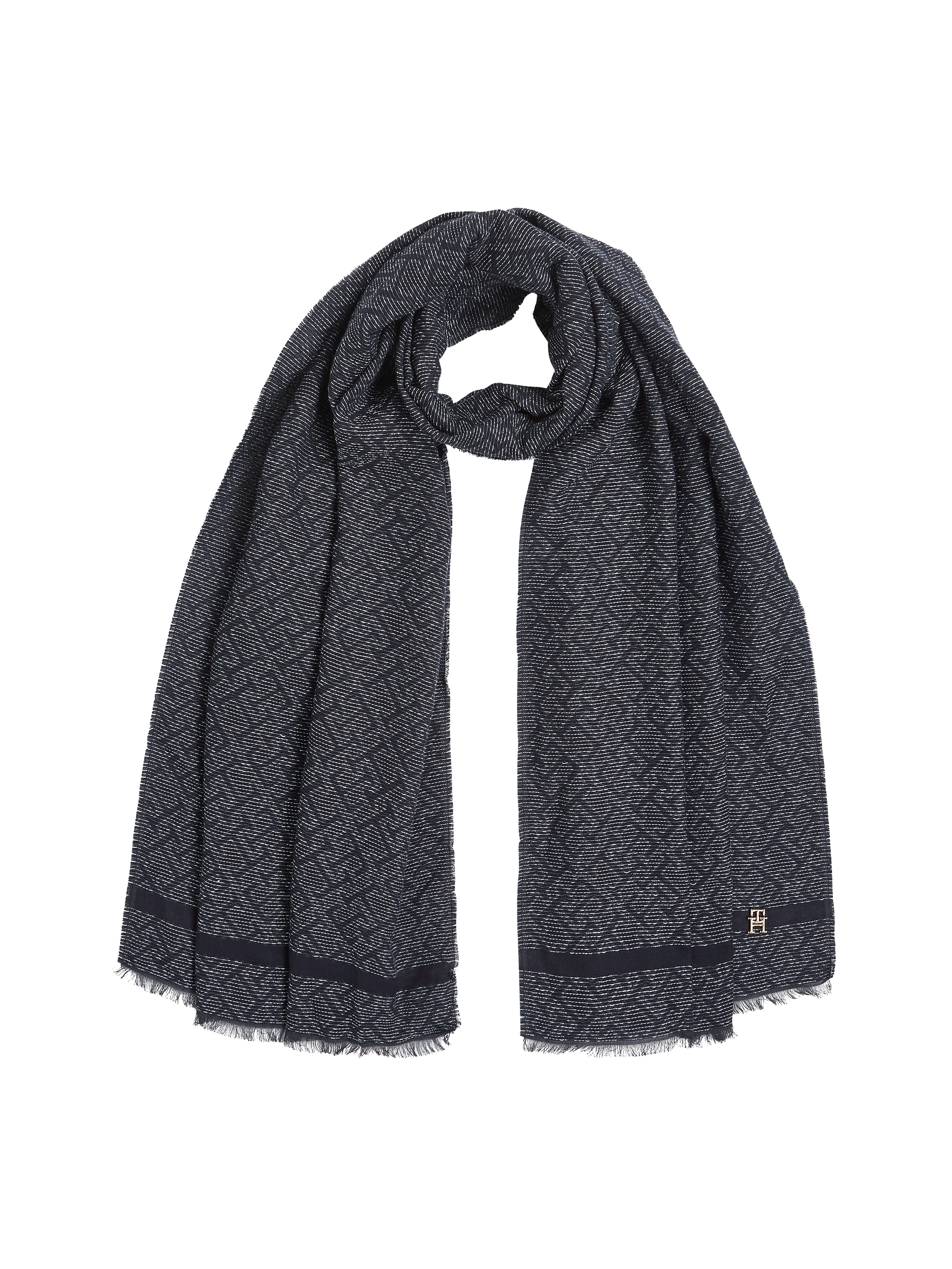 Tommy Hilfiger Schal »TH MONOGRAM SCARF«, Monogramprint, Markenlogoemblem aus Metall