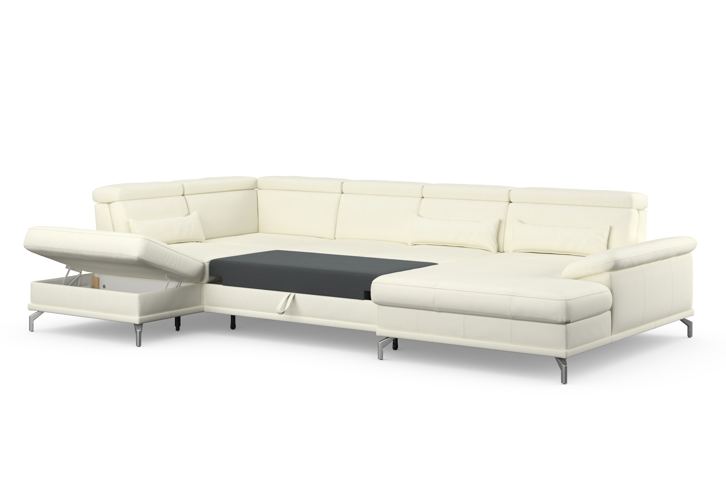 sit&more Wohnlandschaft »Cabrio U-Form, mit Sitztiefenverstellung, Arm- und Kopfteilverstellung«, 3 Nierenkissen, Federkern, optional Bettfunktion und Stauraum