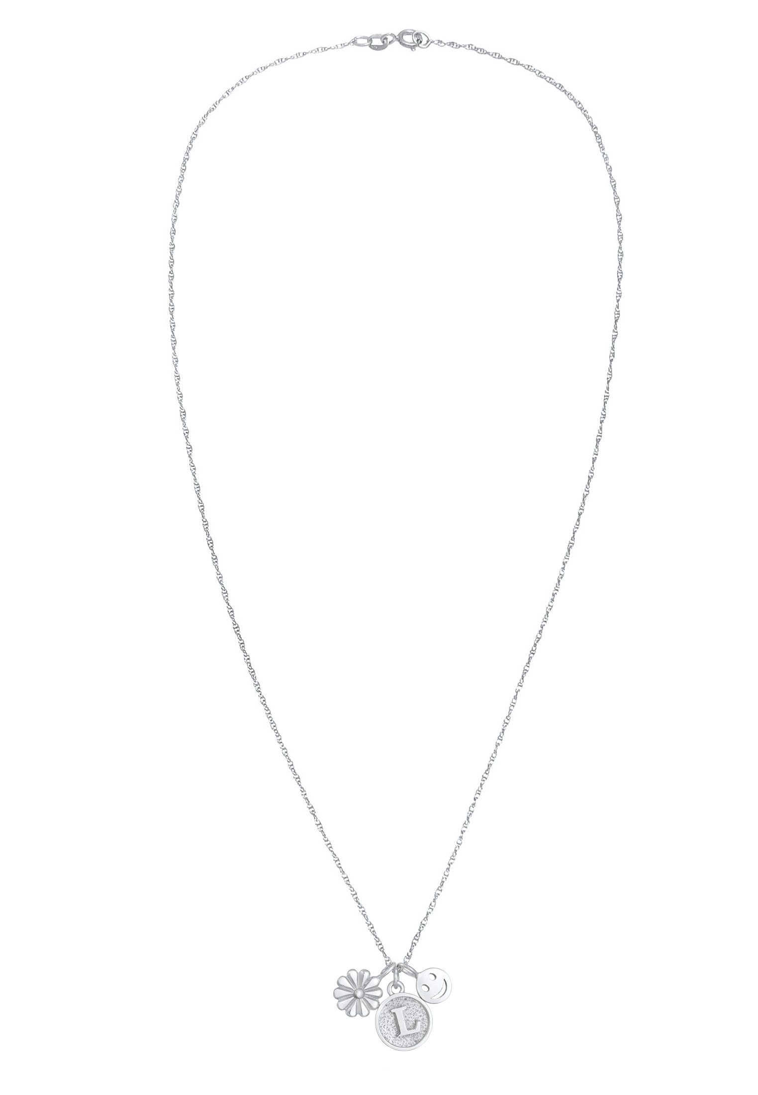 Elli Kette mit Anhänger »Blume Smiling Flower Disc Buchstabe 925 Silber«