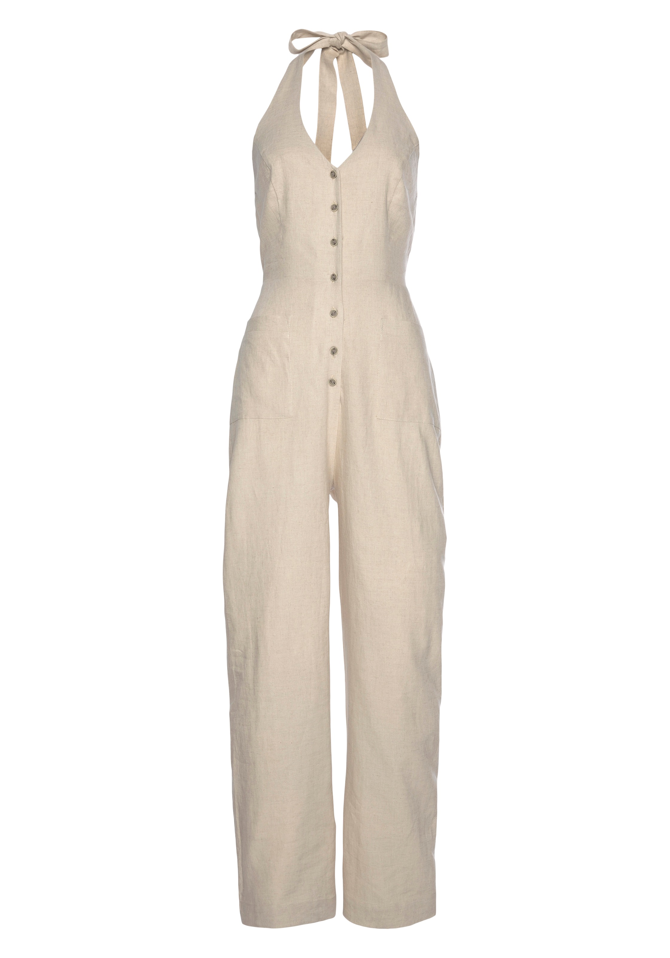 LASCANA Neckholder-Overall, aus Leinen-Mix, sommerlicher Jumpsuit mit weite günstig online kaufen