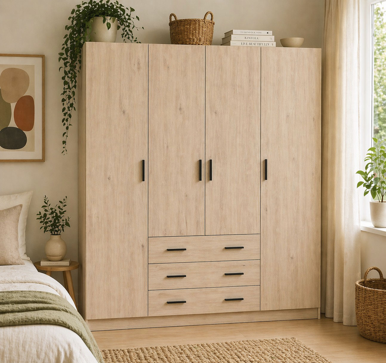 Home affaire Kleiderschrank "Sprint, viel Stauraum, robuste Qualität, 3 Breiten 98, 147, 195 cm" Breite 98,5/147 oder 195,5 cm, je mit Einlegeböden und Kleiderstange