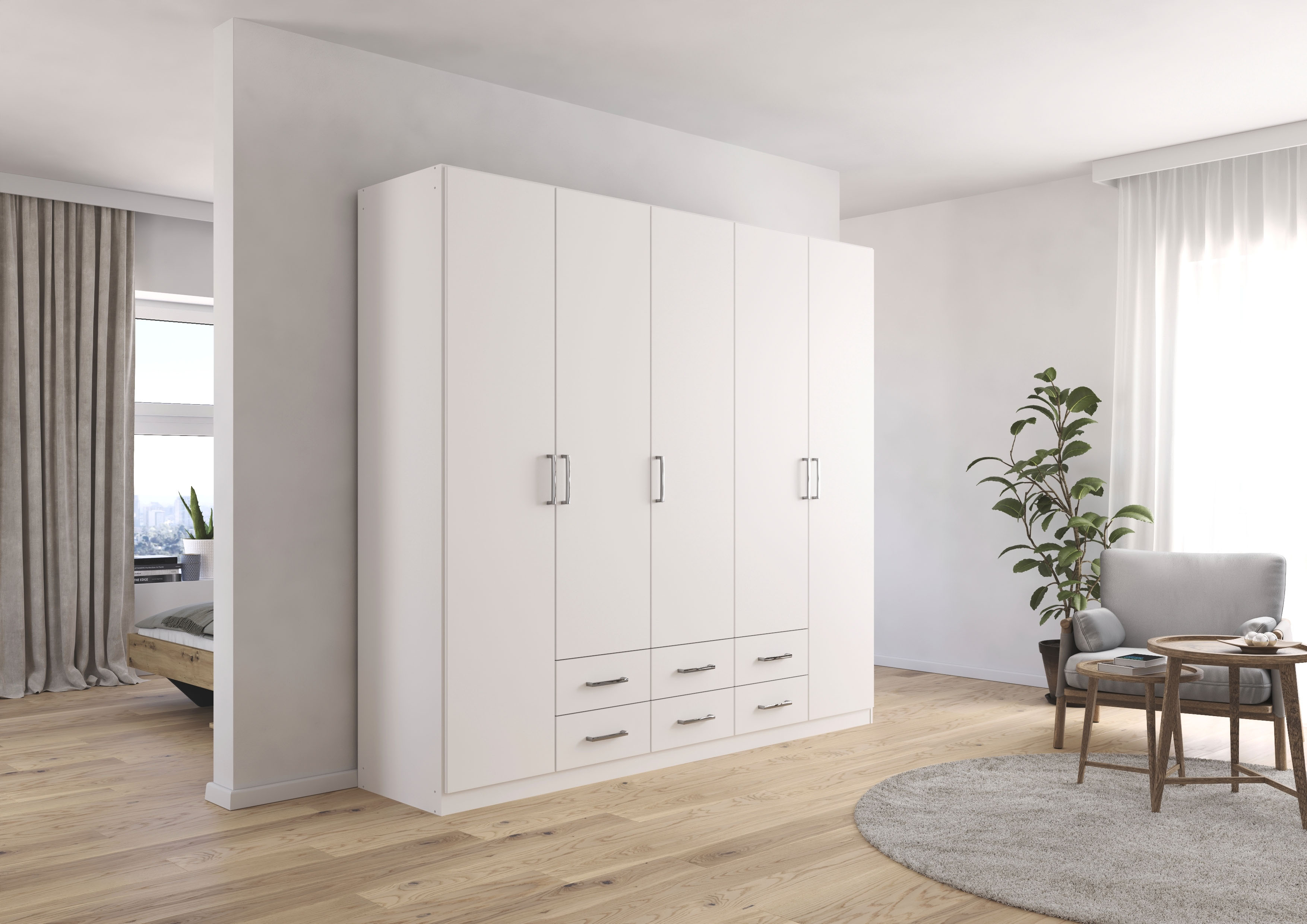 rauch Drehtürenschrank "Kleiderschrank Garderobe GAMMA Breiten 226 cm" in 3 Ausstattungen BASIC/CLASSIC/PREMIUM (inkl. SOFT-CLOSE-Funktion), mit Schubladen, verschiedene Griff-Varianten TOPSELLER MADE IN GERMANY
