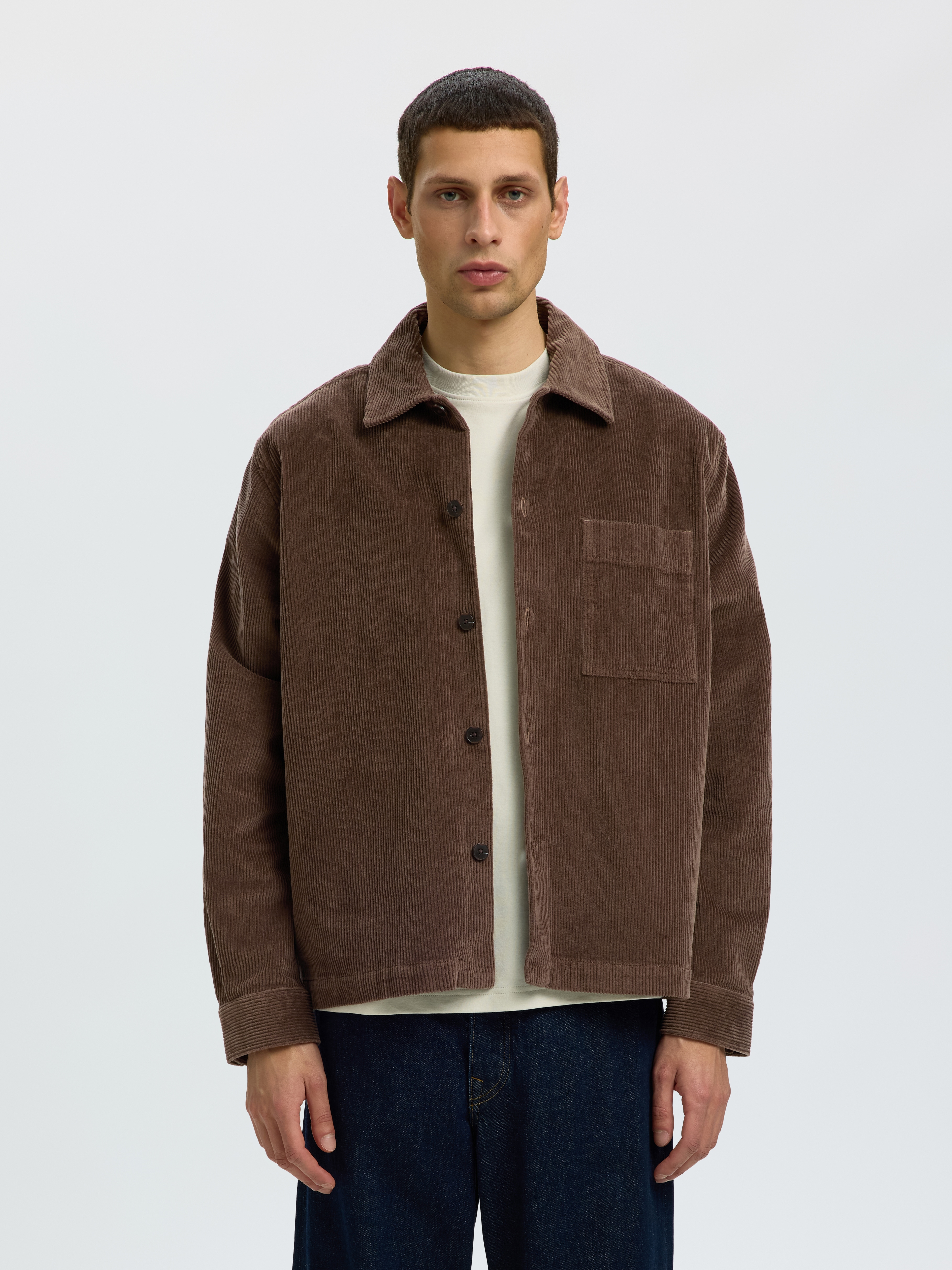 SELECTED Langarmhemd "SLMOTTO KRIS CORD OVERSHIRT NOOS" Baumwollmischung, regular fit
