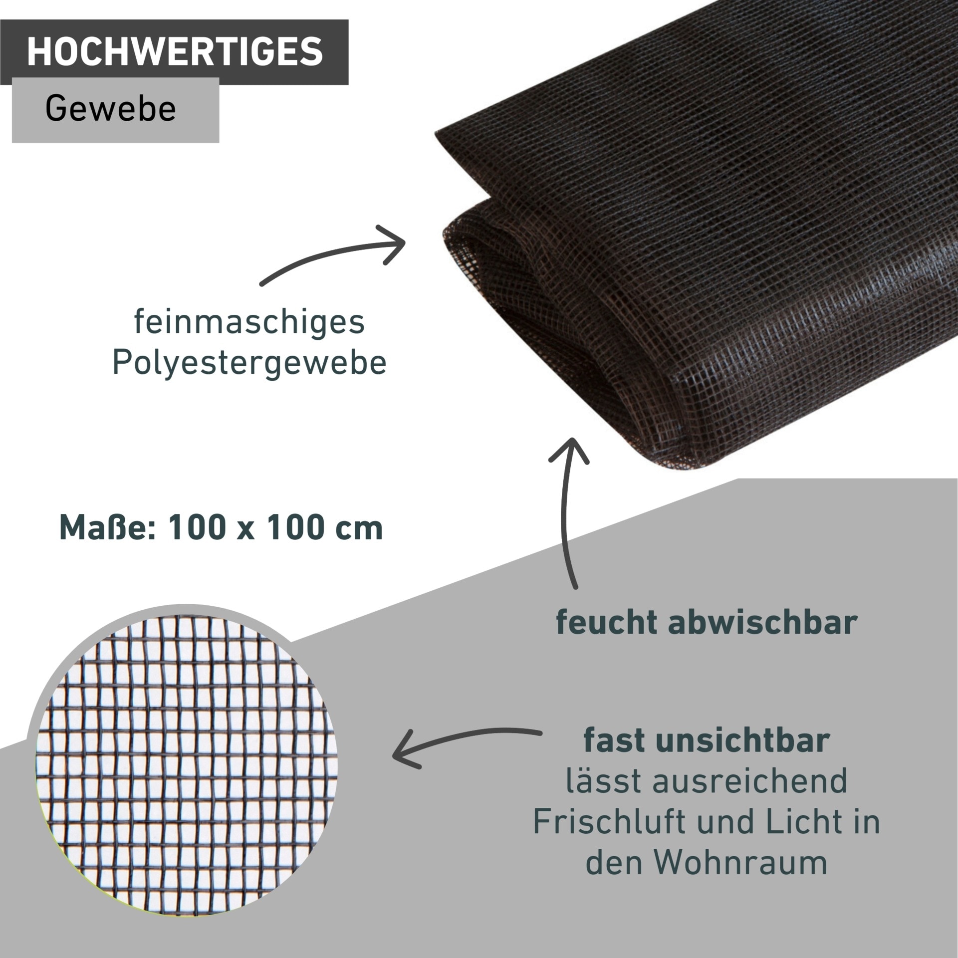 Windhager Moskitonetz »Plus für Fenster, Klettband Insektenschutz ohne bohren, 100 x 100 cm« 1 Stk. tlg. Insektenschutzgitter, Moskitonetz erhältlich in anthrazit oder weiß