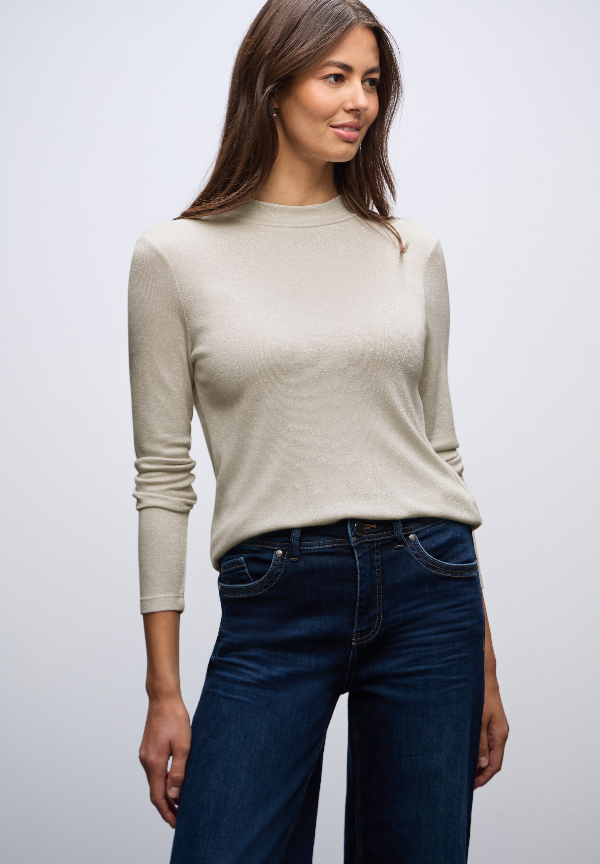 STREET ONE Langarmshirt im Glitzer-Look günstig online kaufen