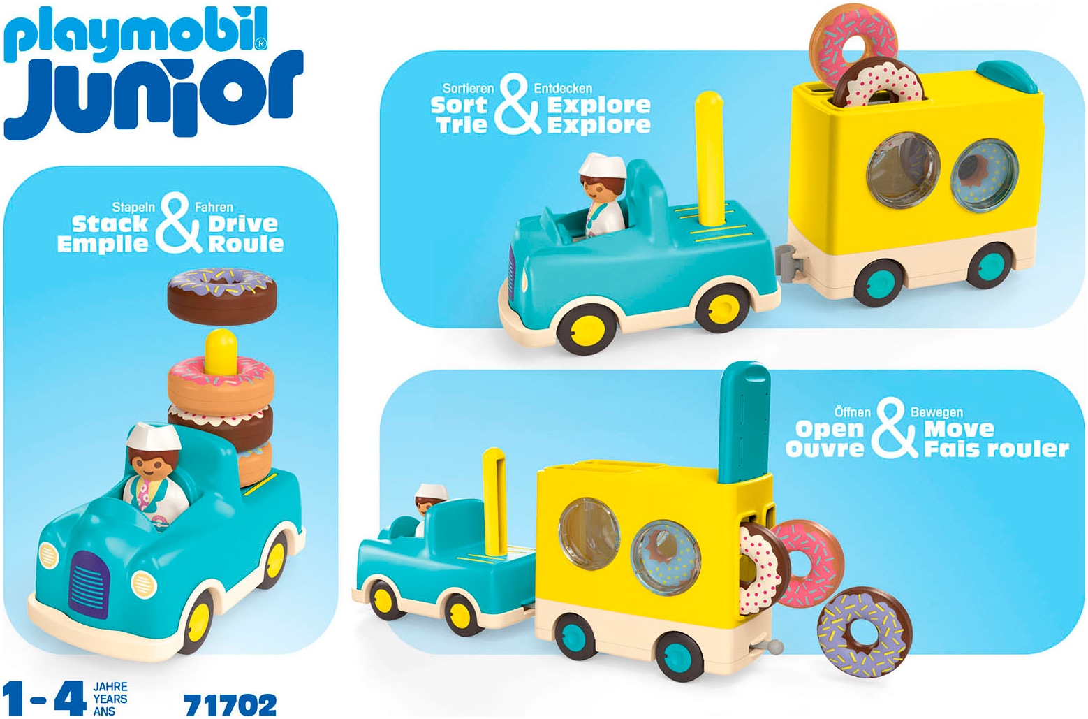 Playmobil® Konstruktions-Spielset »Verrückter Donut Truck mit Stapel- und Sortierfunktion  (71702)« JUNIOR; Made in Europe