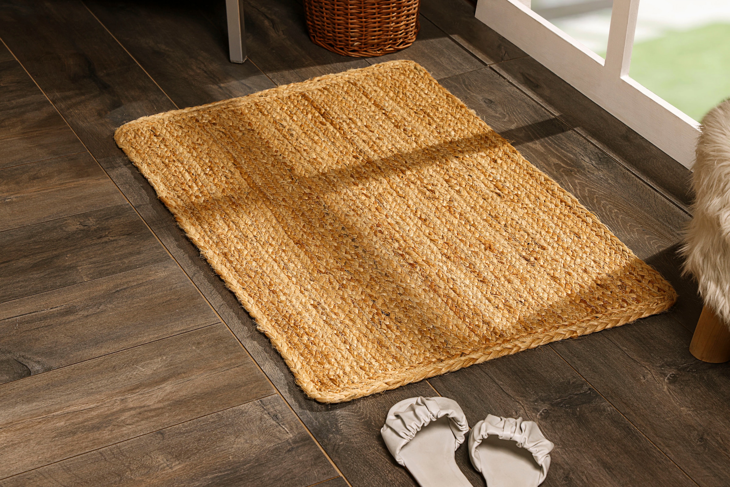Myflair Möbel & Accessoires Teppich »Lola«, rechteckig, 10 mm Höhe, Juteteppich, Wendeteppich, handgeflochten, 100% Naturfaser, Boho-Style