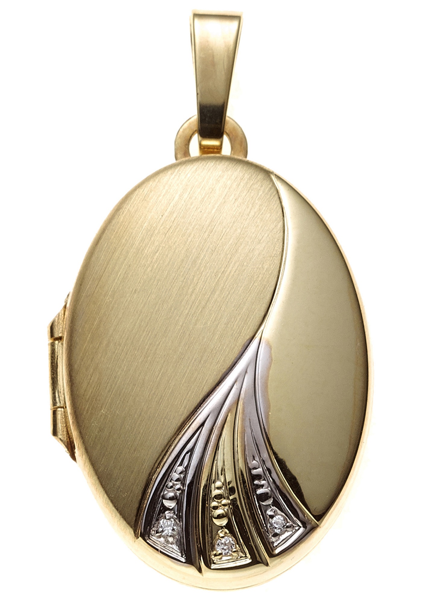JOBO Medallionanhänger »Anhänger Medaillon oval«, 333 Gold bicolor mit Zirkonia